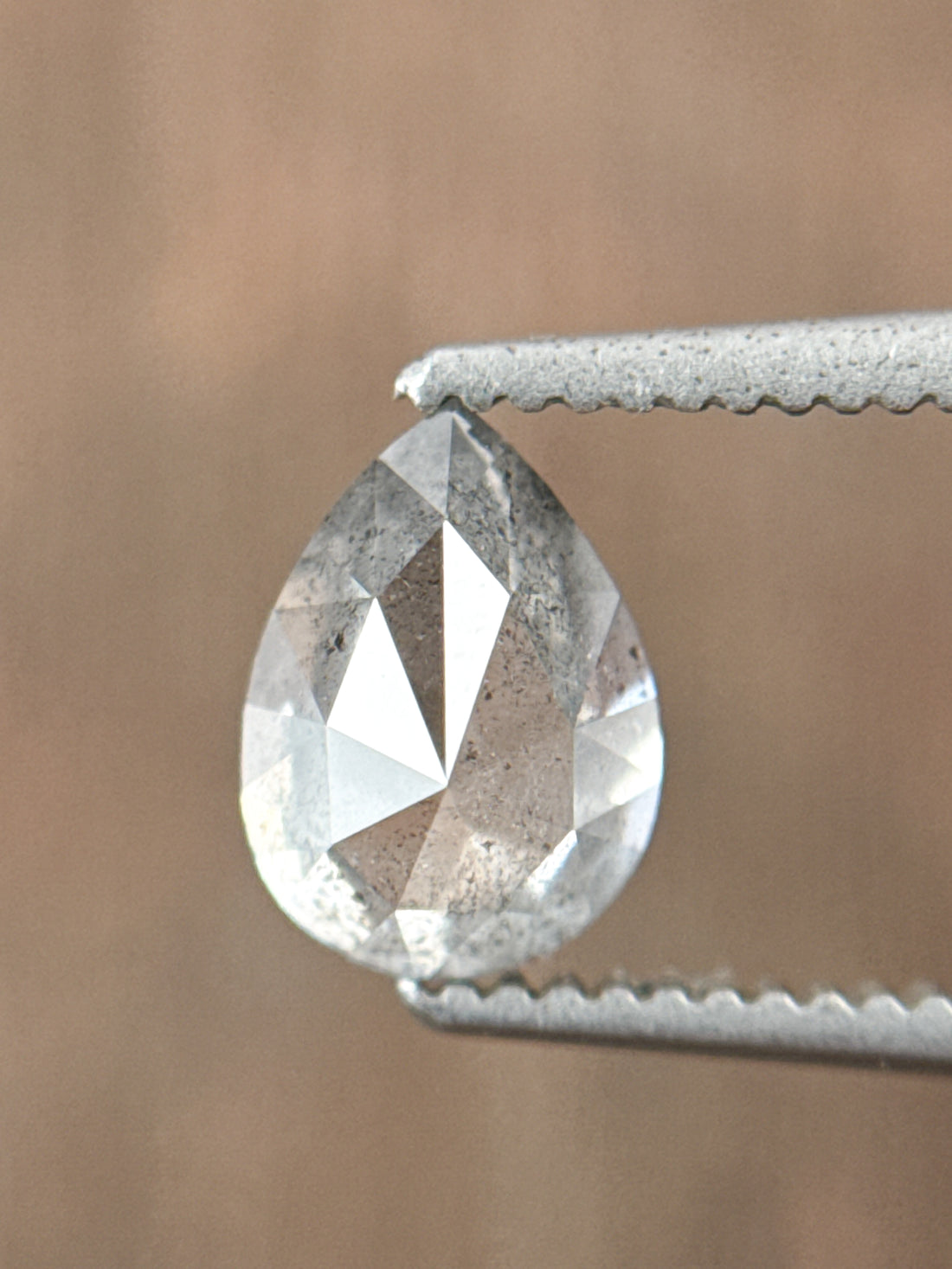 1.09 Ct Pear Rose Cut White Natural Galaxy Diamond