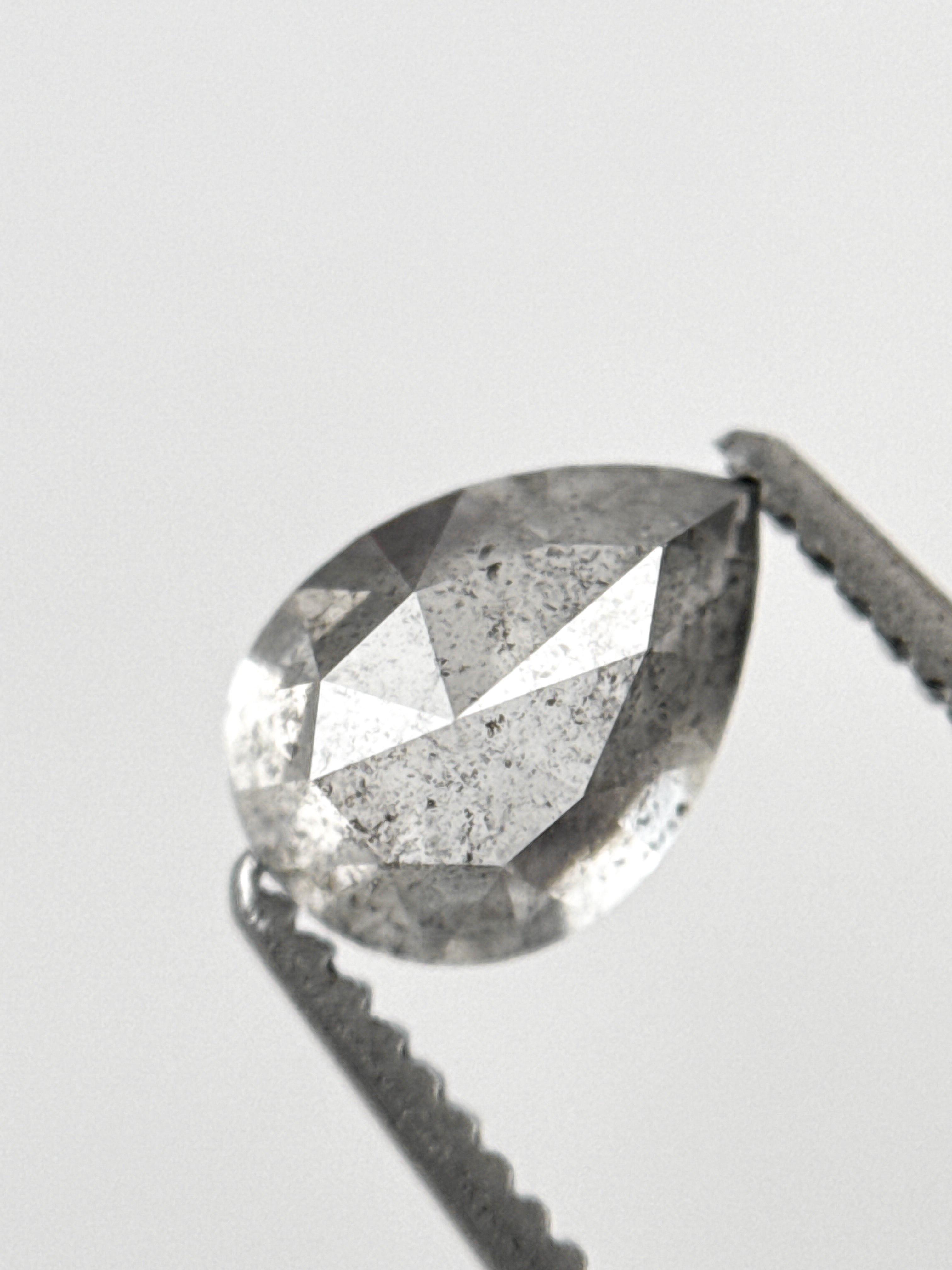 1.09 Ct Pear Rose Cut White Natural Galaxy Diamond