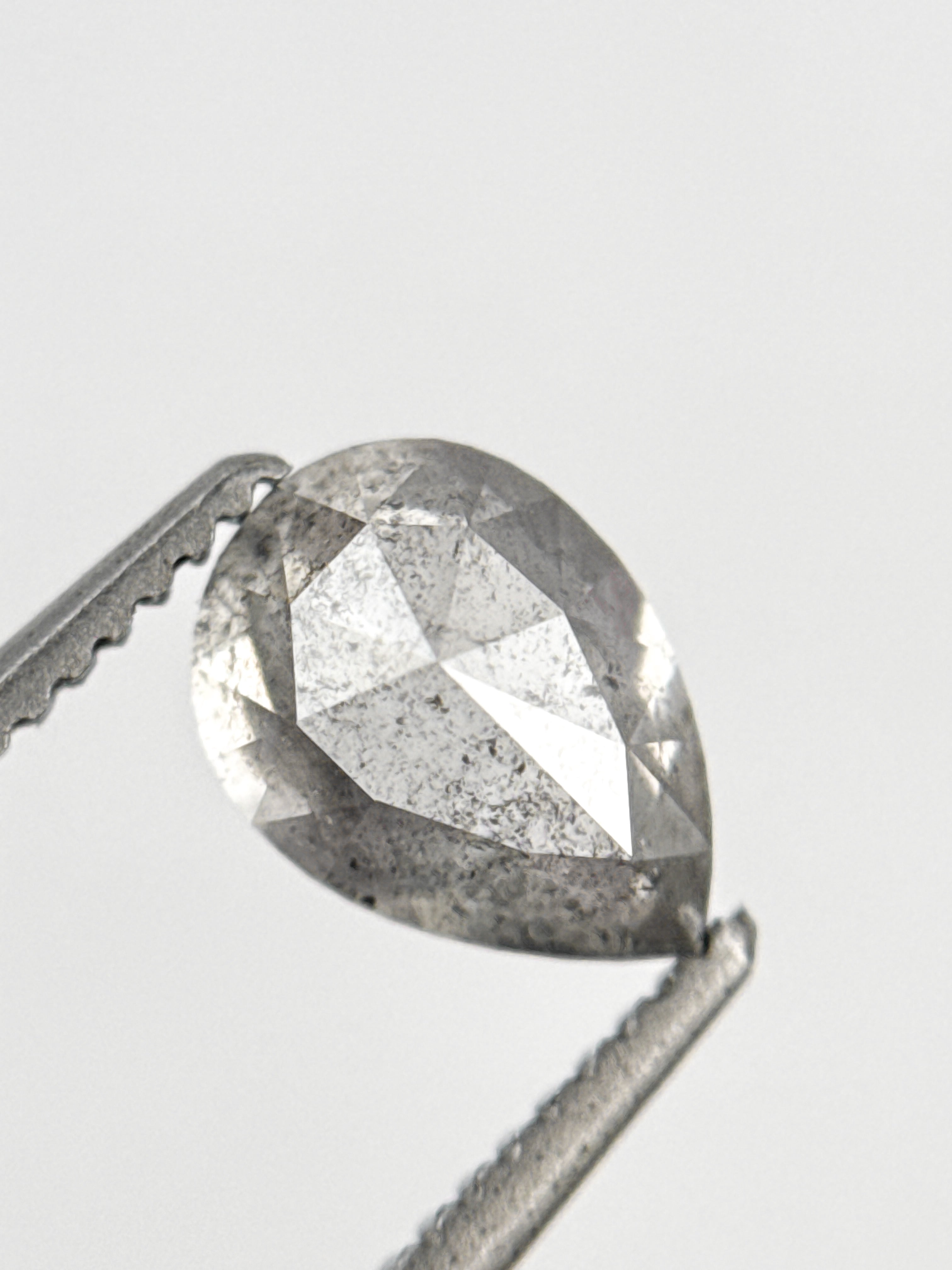 1.09 Ct Pear Rose Cut White Natural Galaxy Diamond
