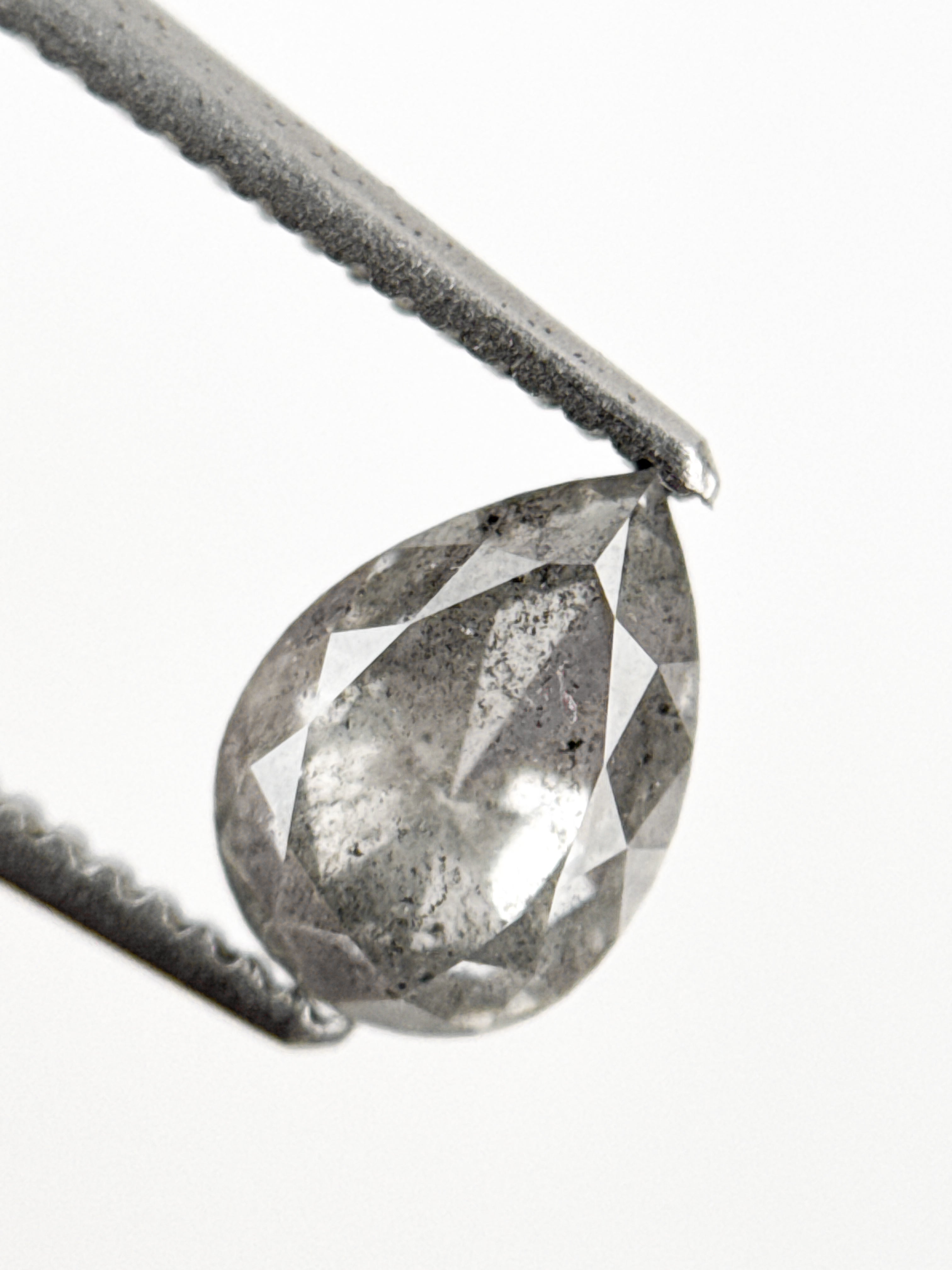 1.09 Ct Pear Rose Cut White Natural Galaxy Diamond