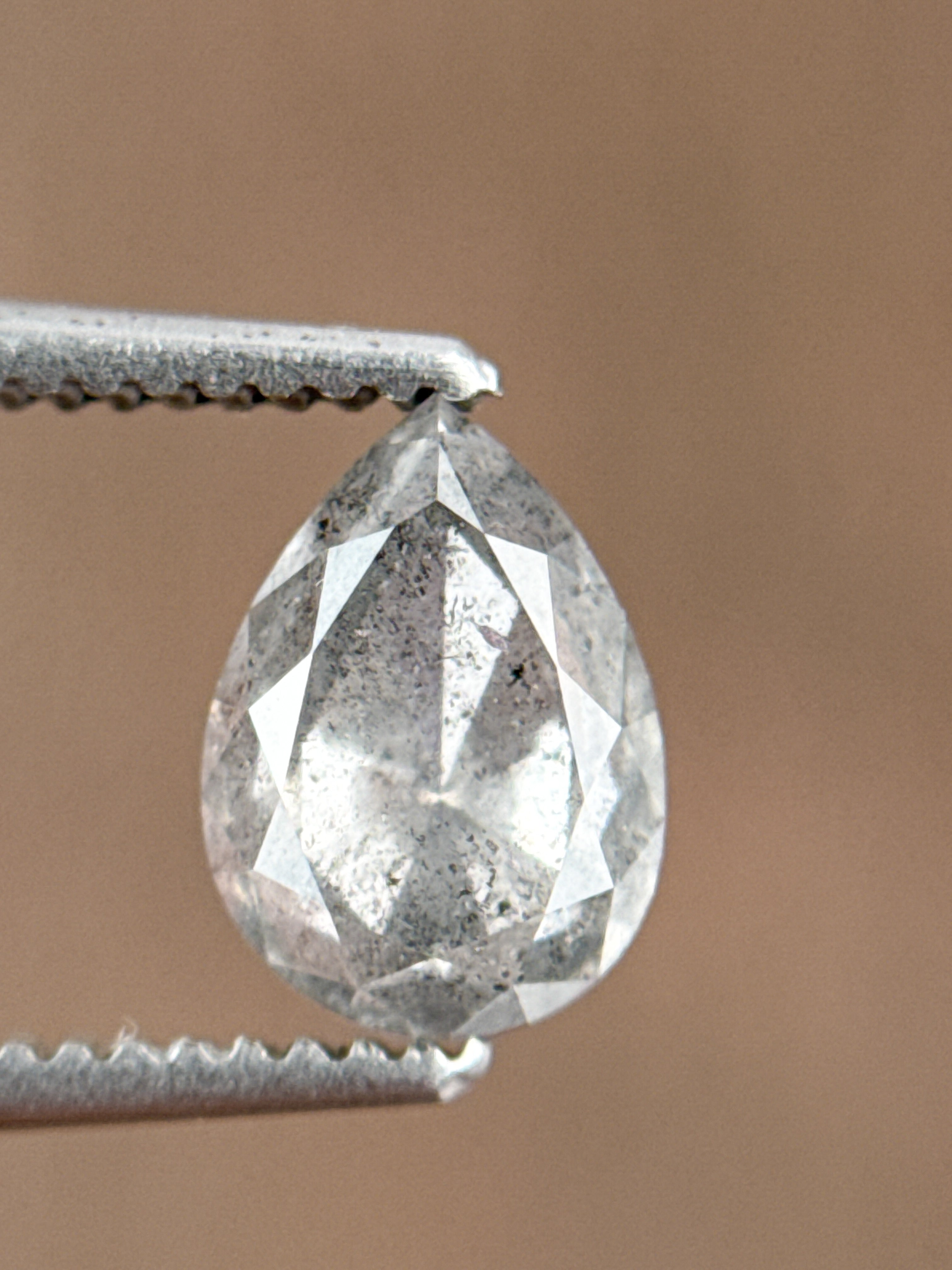 1.09 Ct Pear Rose Cut White Natural Galaxy Diamond