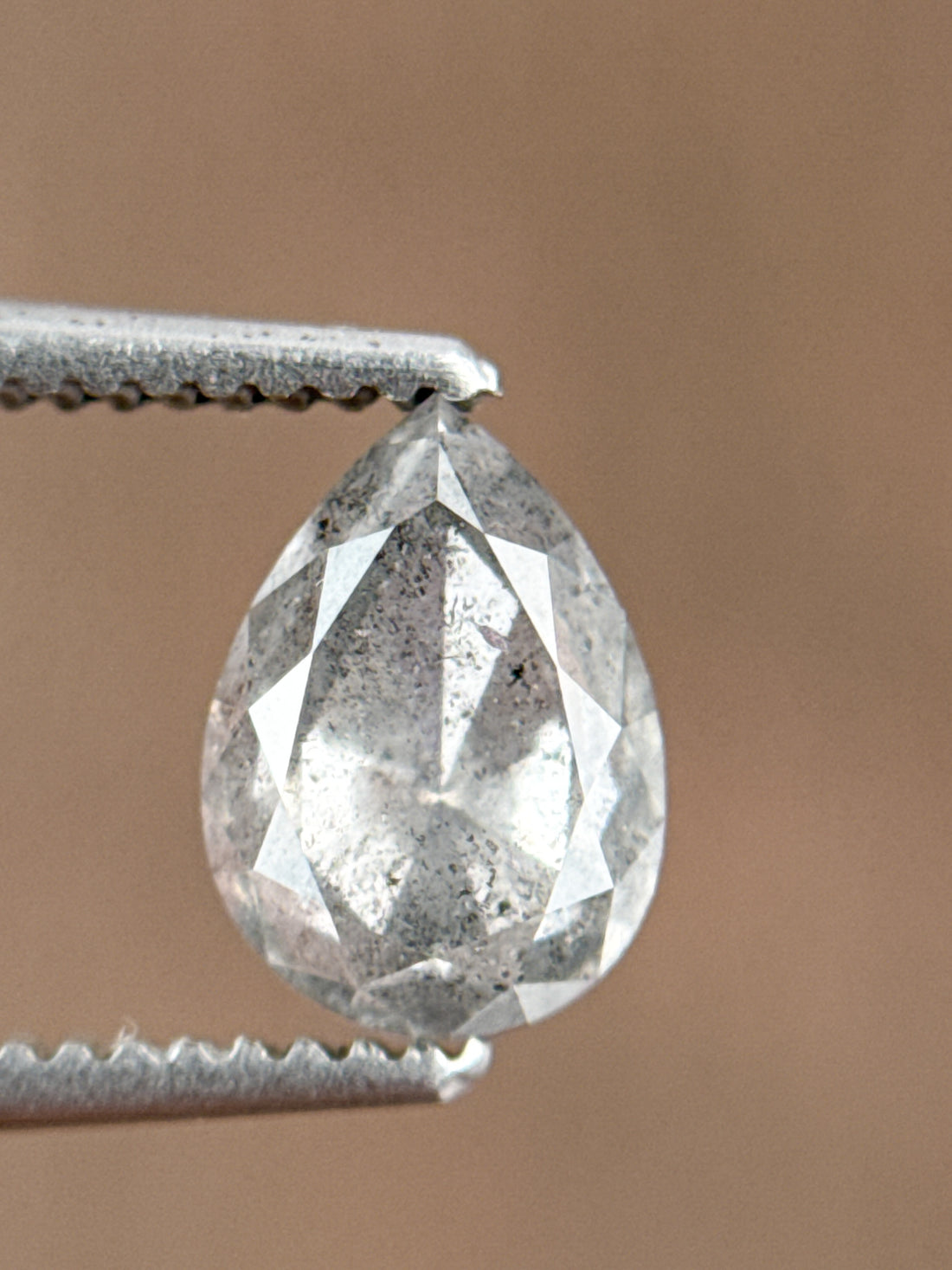 1.09 Ct Pear Rose Cut White Natural Galaxy Diamond
