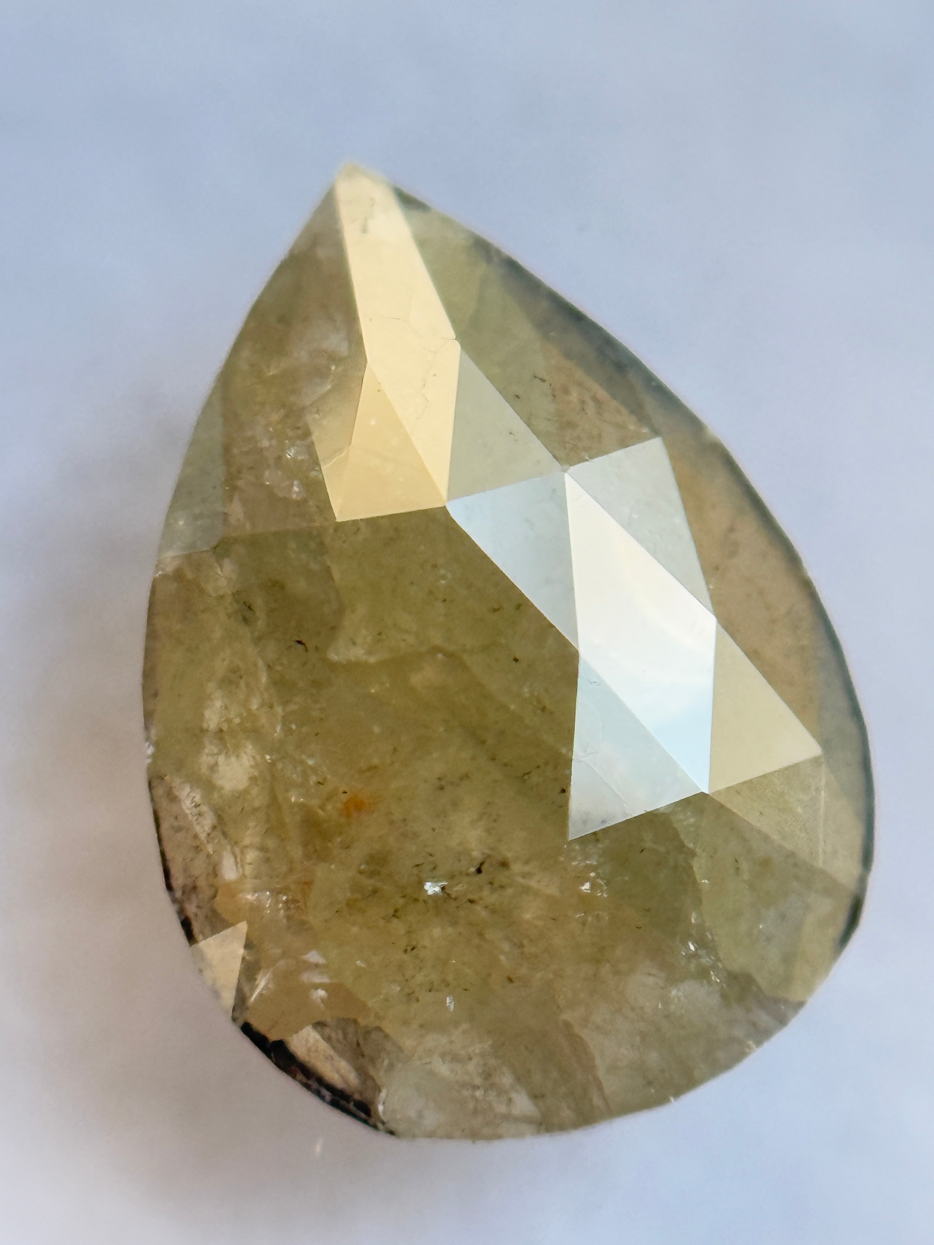 1.61 Ct Pear Rose Cut Grey Natural Salt and Pepper Diamond