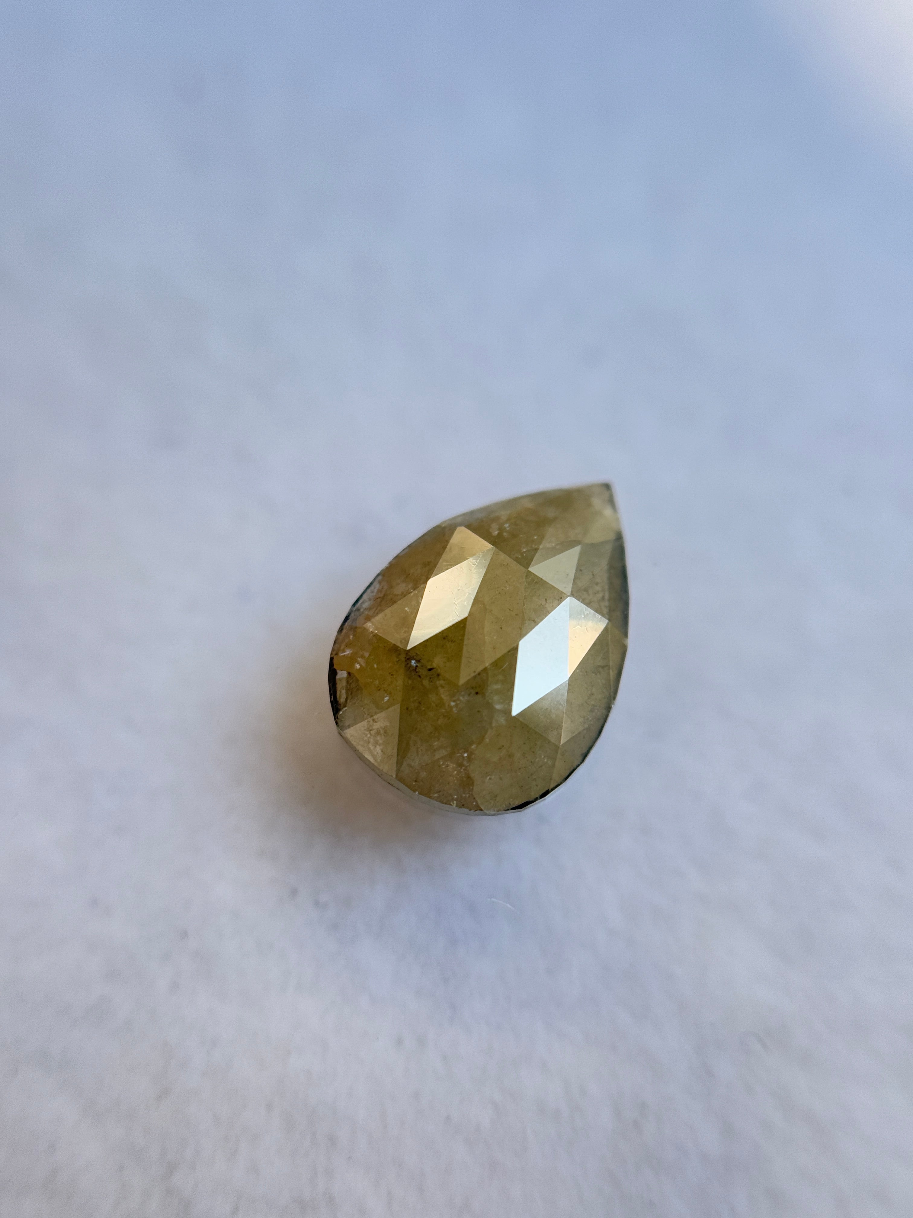 1.61 Ct Pear Rose Cut Grey Natural Salt and Pepper Diamond