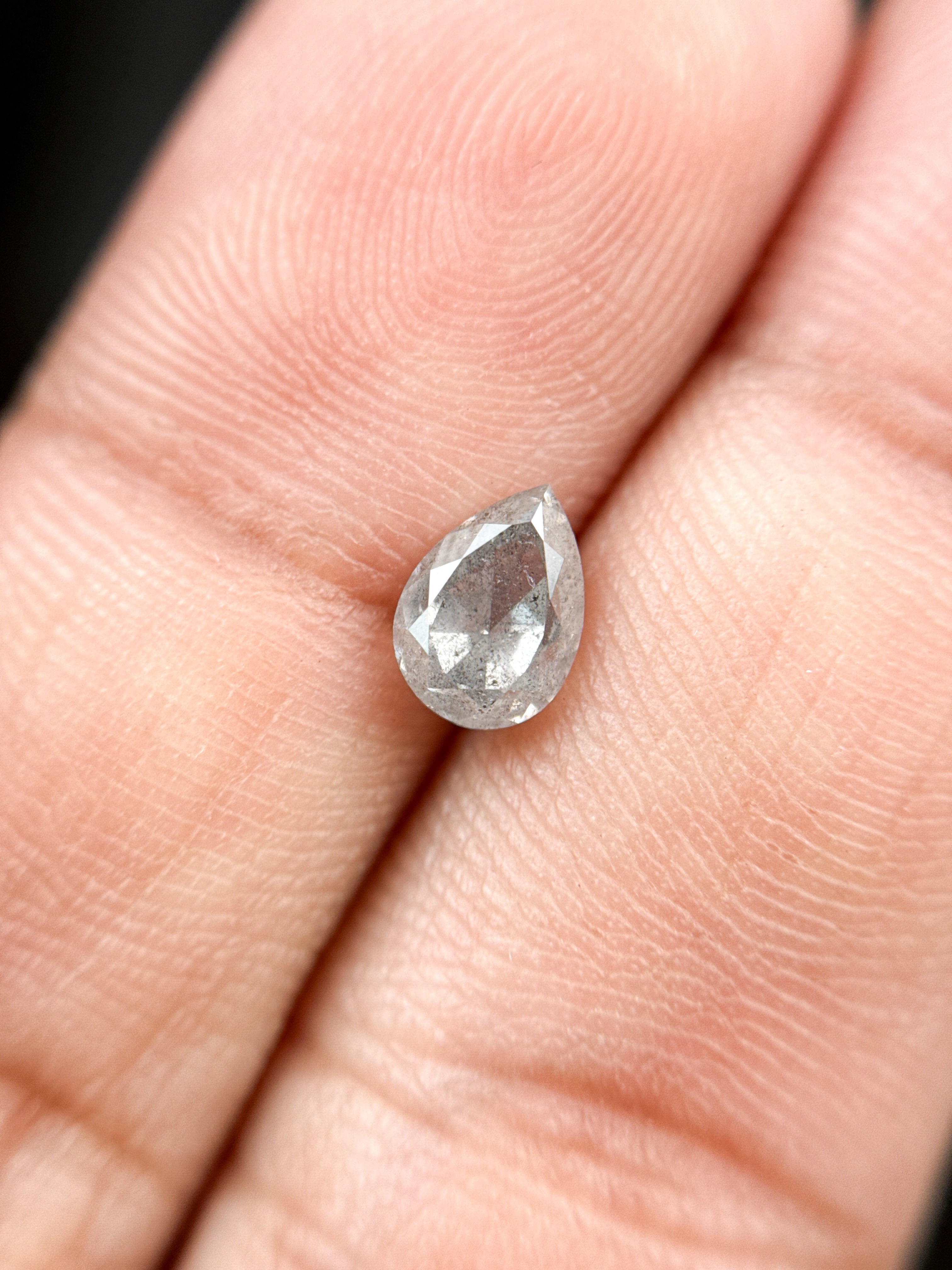1.09 Ct Pear Rose Cut White Natural Galaxy Diamond