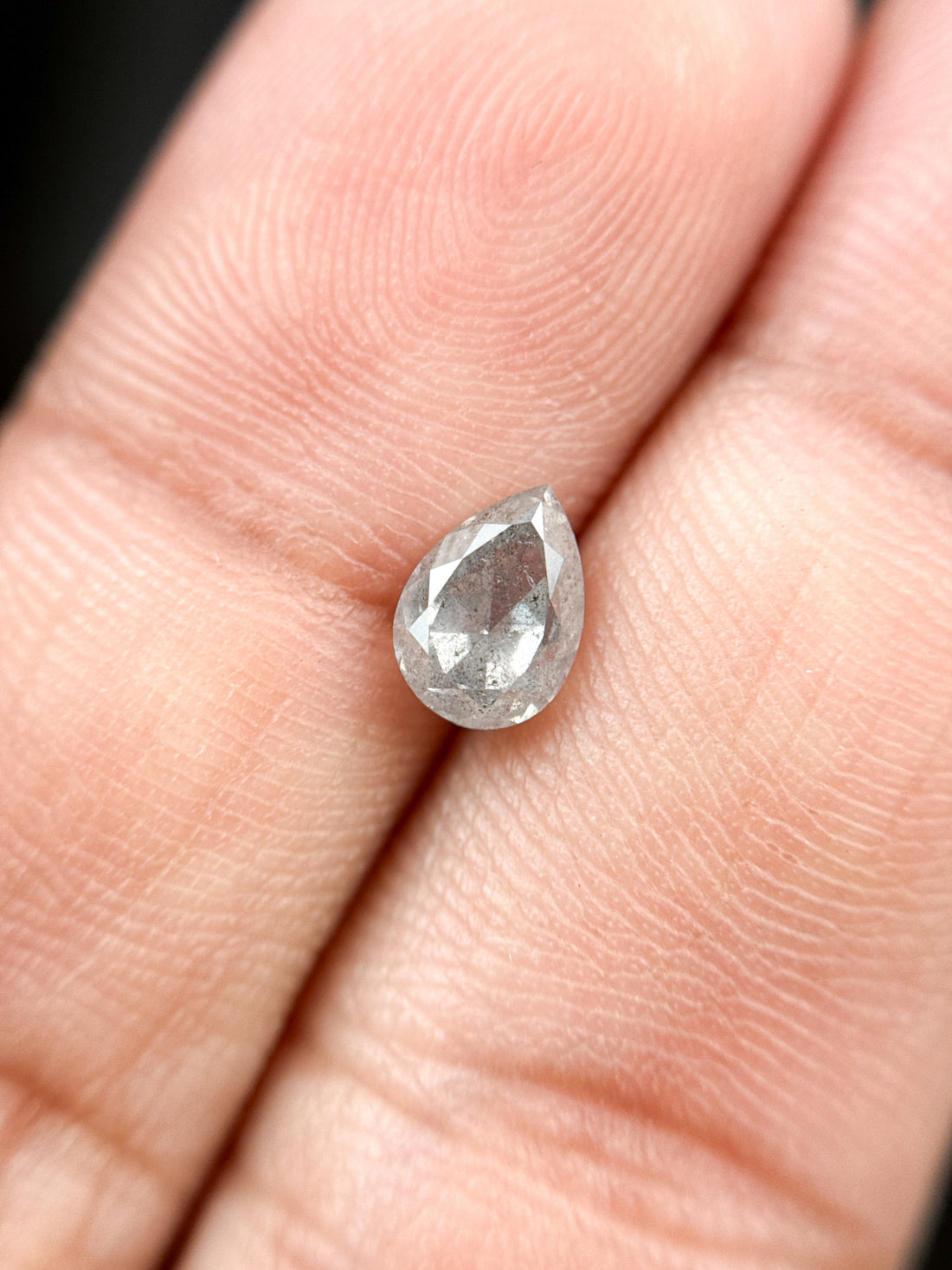 1.09 Ct Pear Rose Cut White Natural Galaxy Diamond