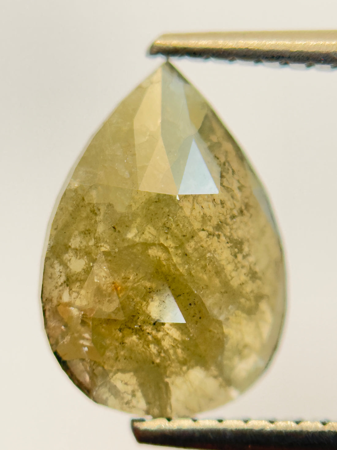 1.61 Ct Pear Rose Cut Grey Natural Salt and Pepper Diamond