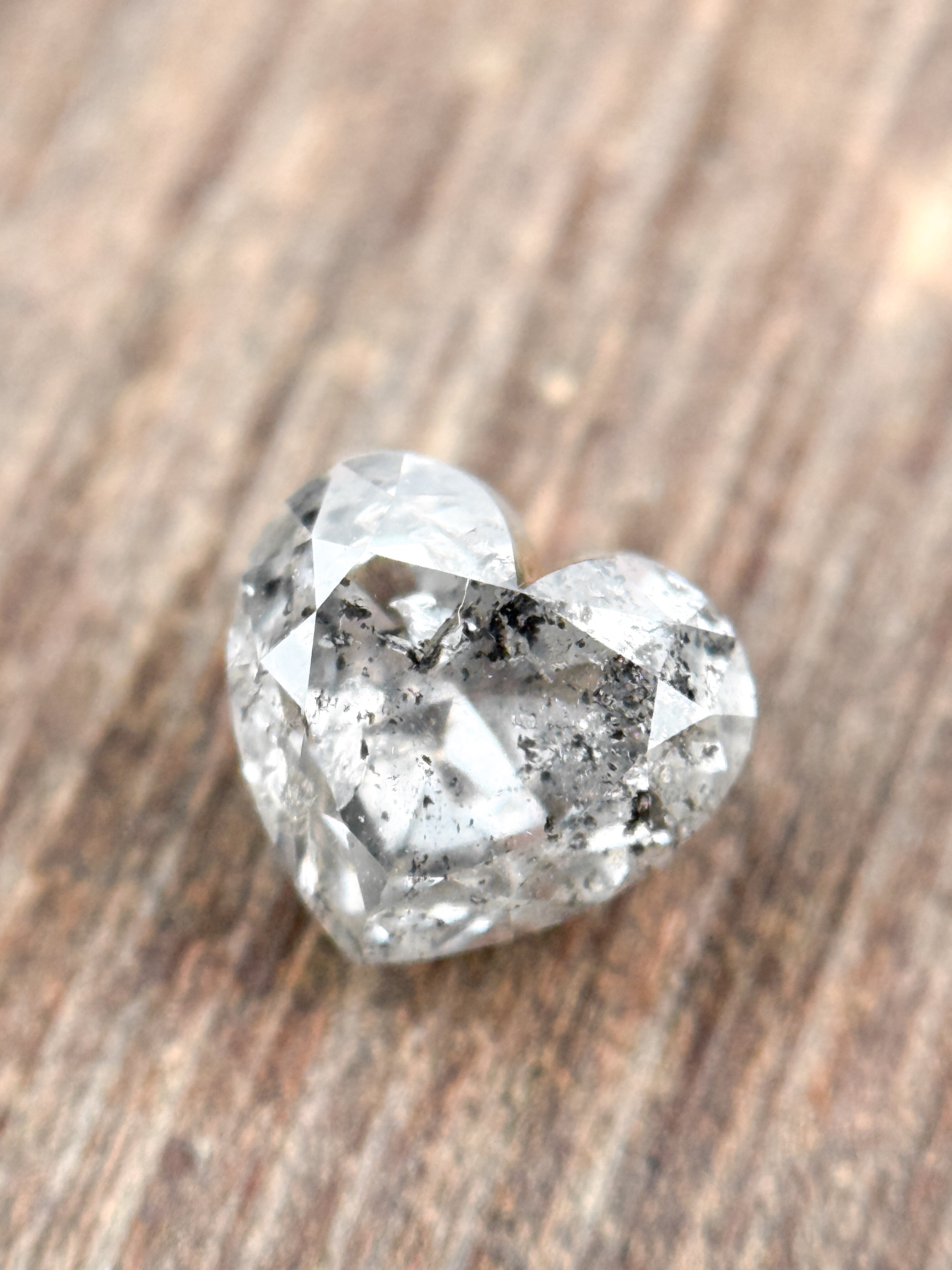 0.93 Ct Heart Rose Cut Grey Natural Salt and Pepper Diamond