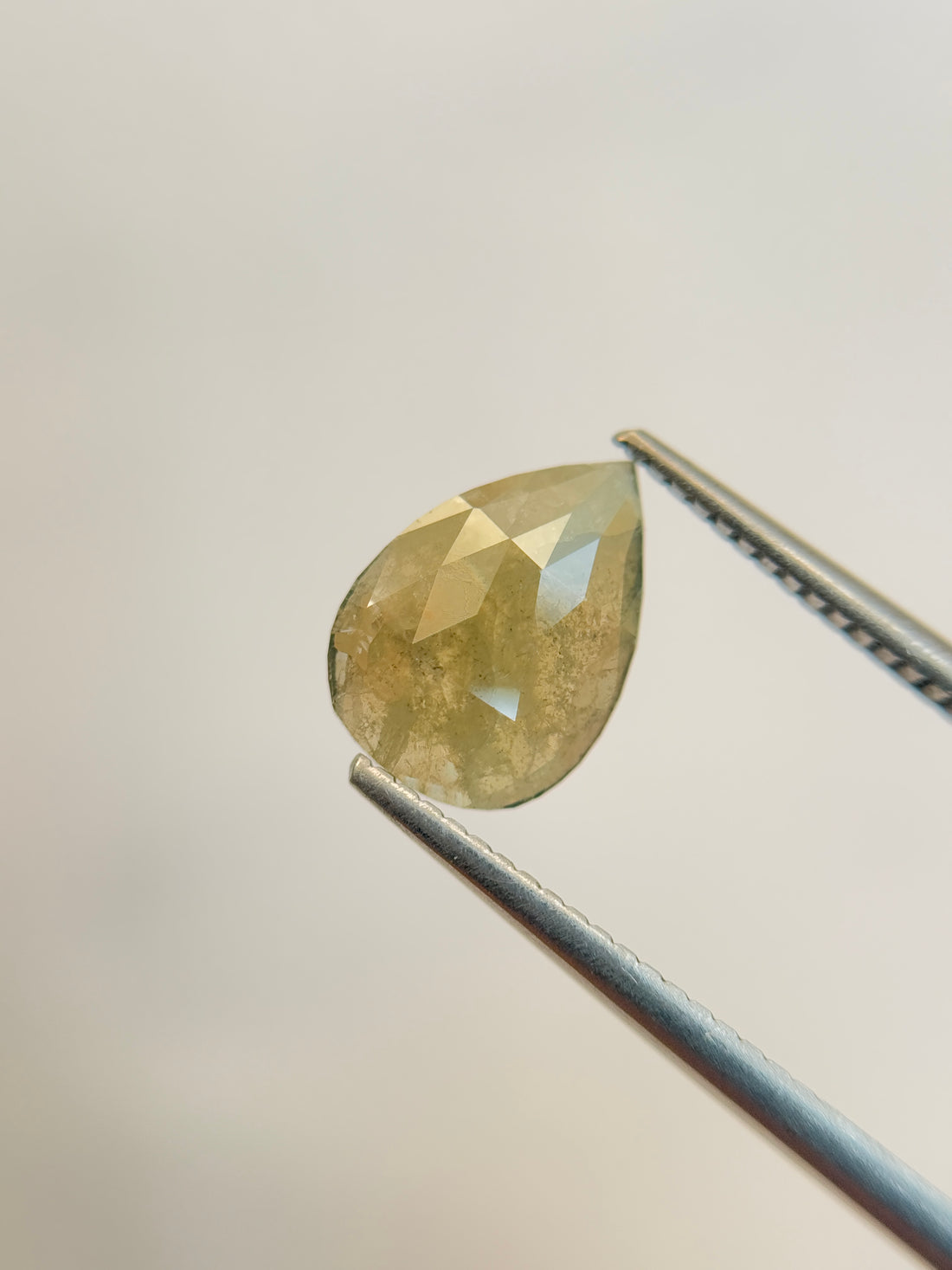 1.61 Ct Pear Rose Cut Grey Natural Salt and Pepper Diamond