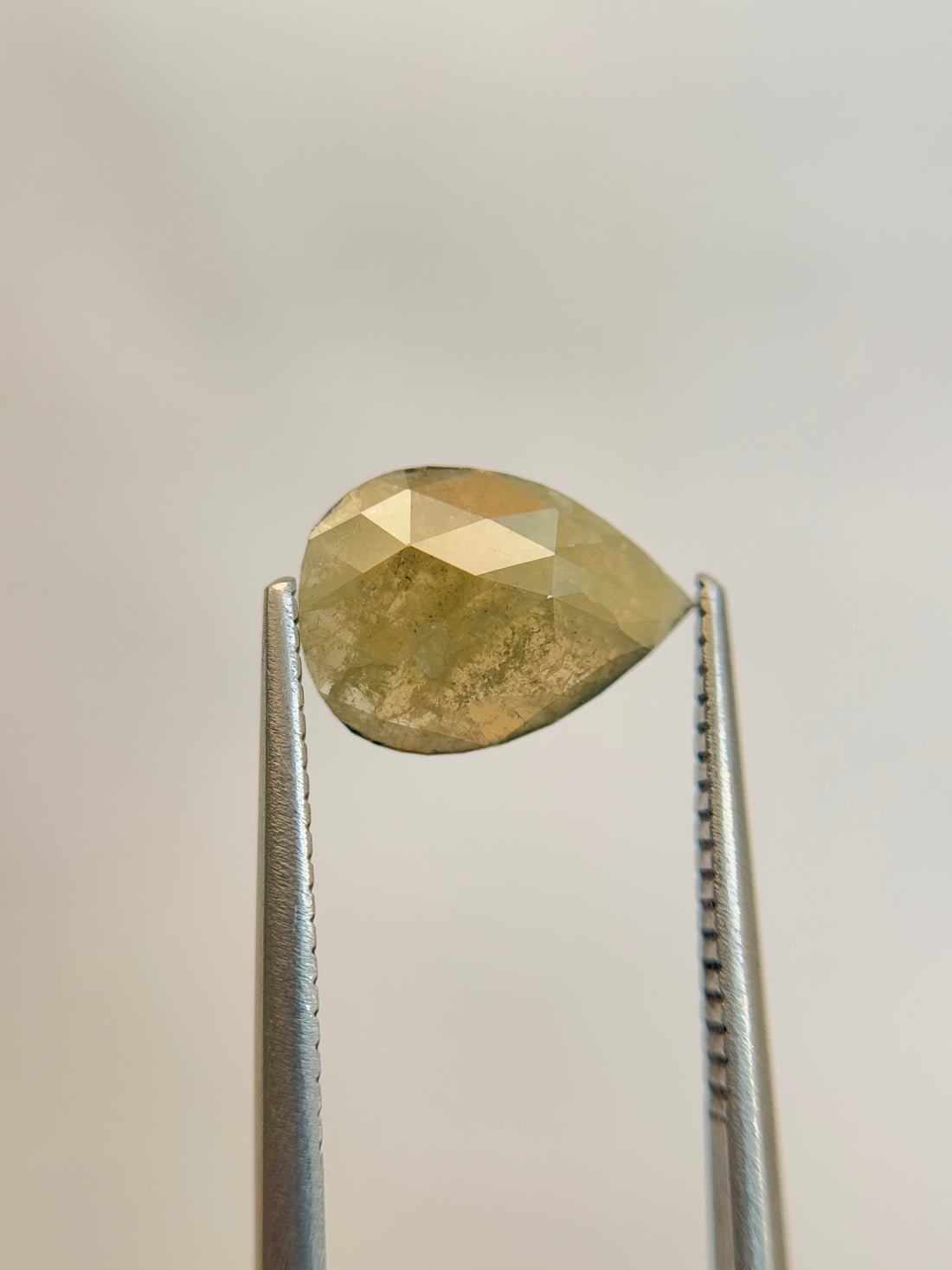 1.61 Ct Pear Rose Cut Grey Natural Salt and Pepper Diamond