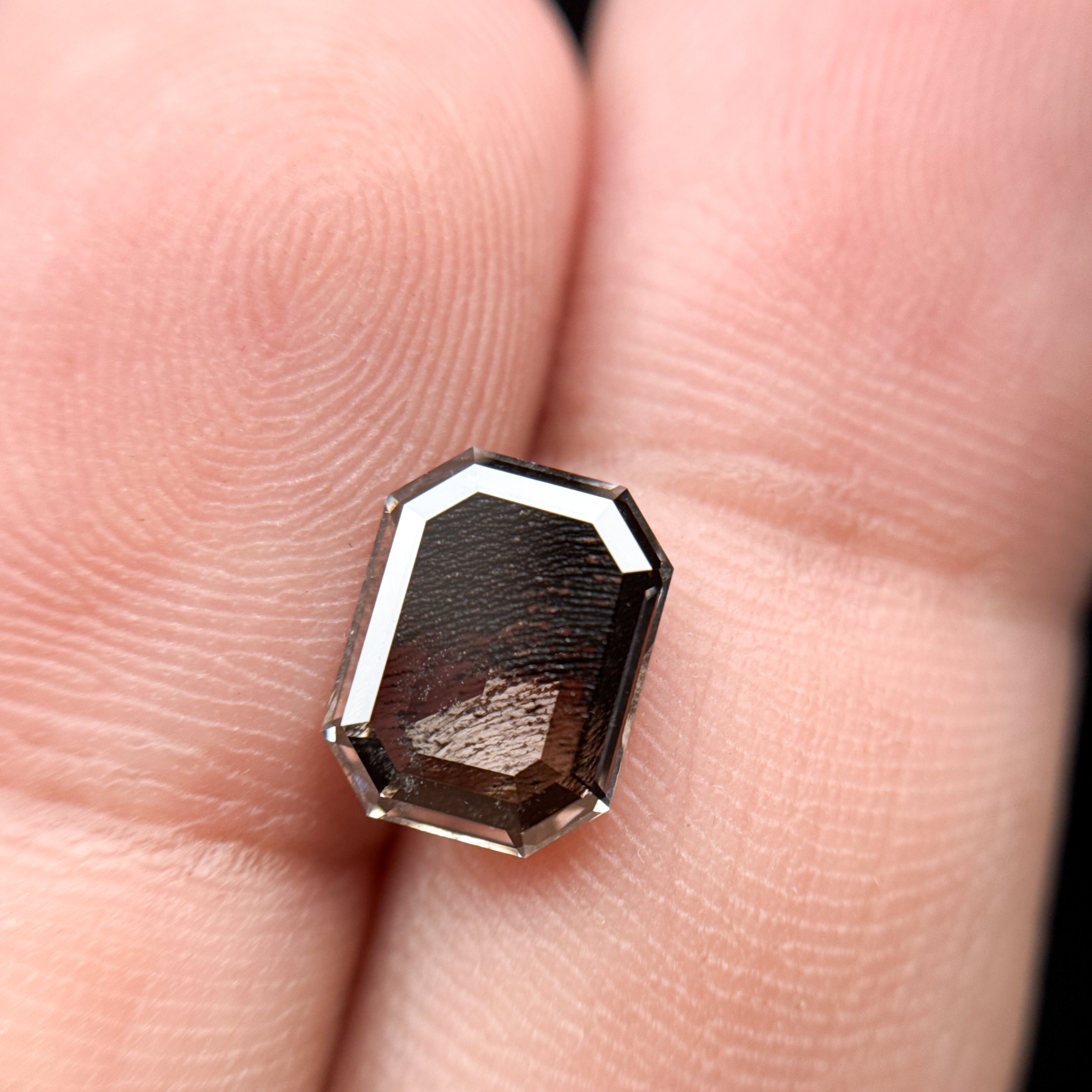 1.86 Ct Emerald Rose Cut Grey Natural Antique Diamond