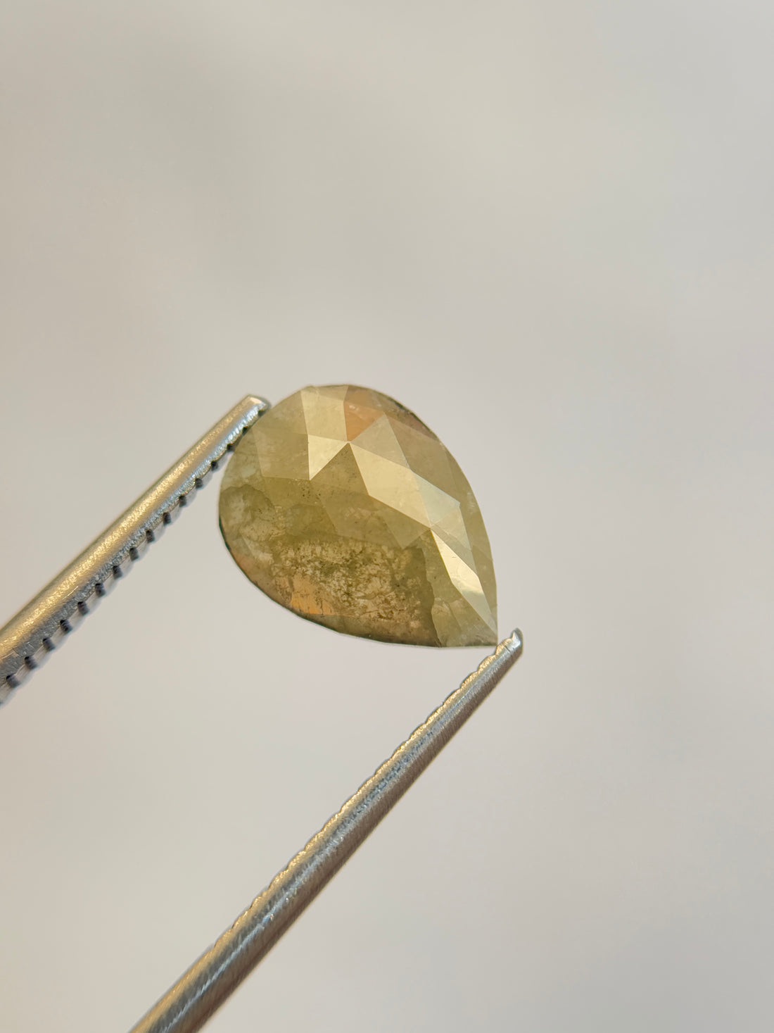 1.61 Ct Pear Rose Cut Grey Natural Salt and Pepper Diamond