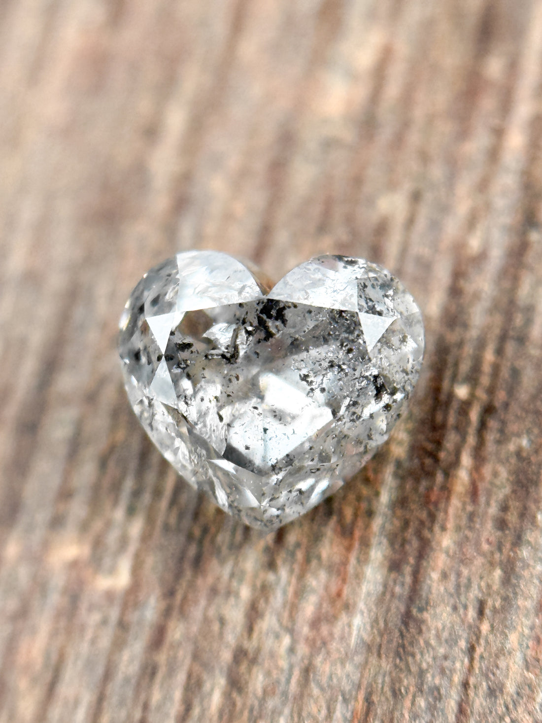 0.93 Ct Heart Rose Cut Grey Natural Salt and Pepper Diamond