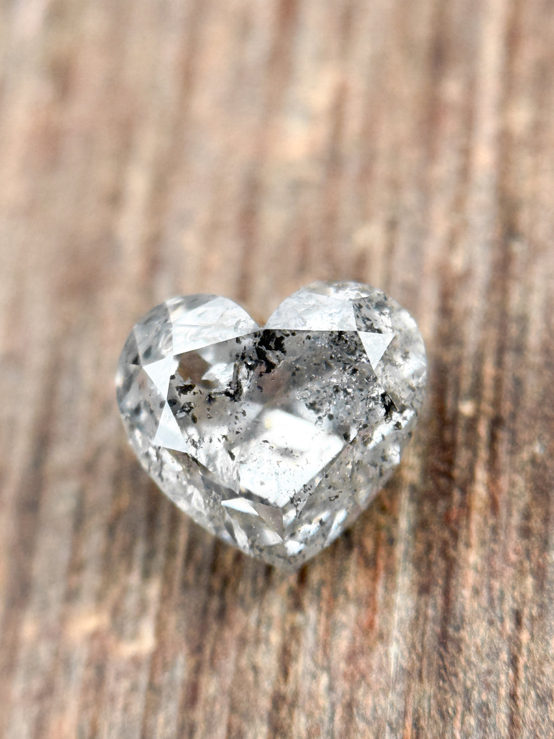 0.93 Ct Heart Rose Cut Grey Natural Salt and Pepper Diamond