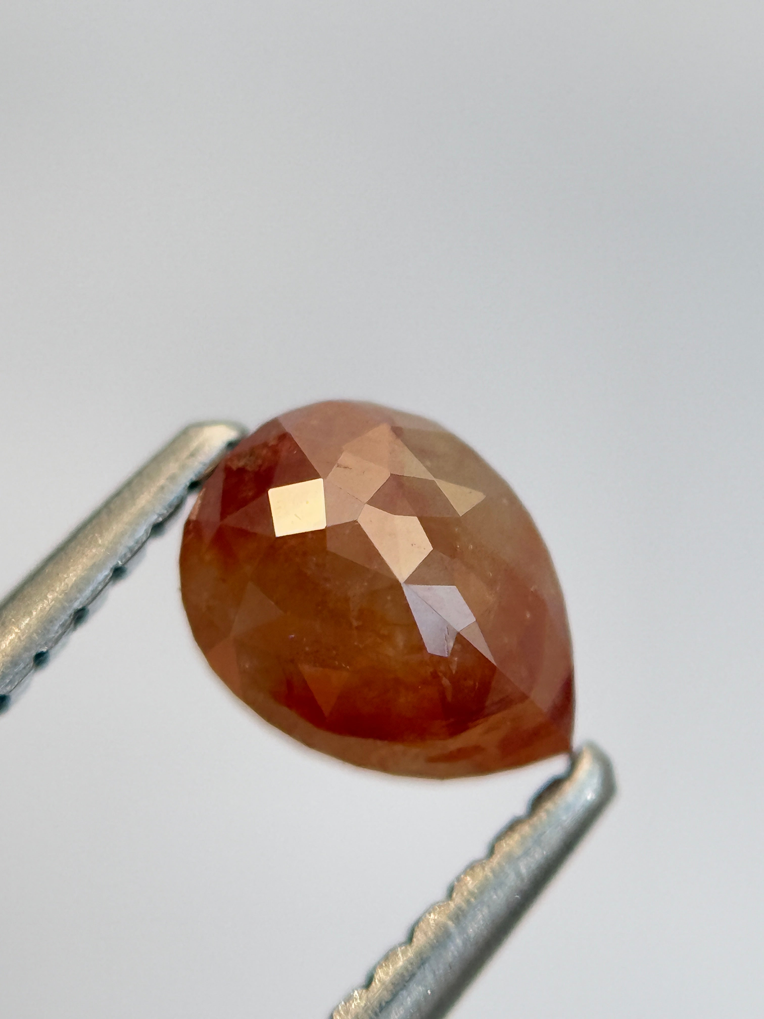 0.84 Ct Pear Rose Cut Red Natural Salt and Pepper Diamond