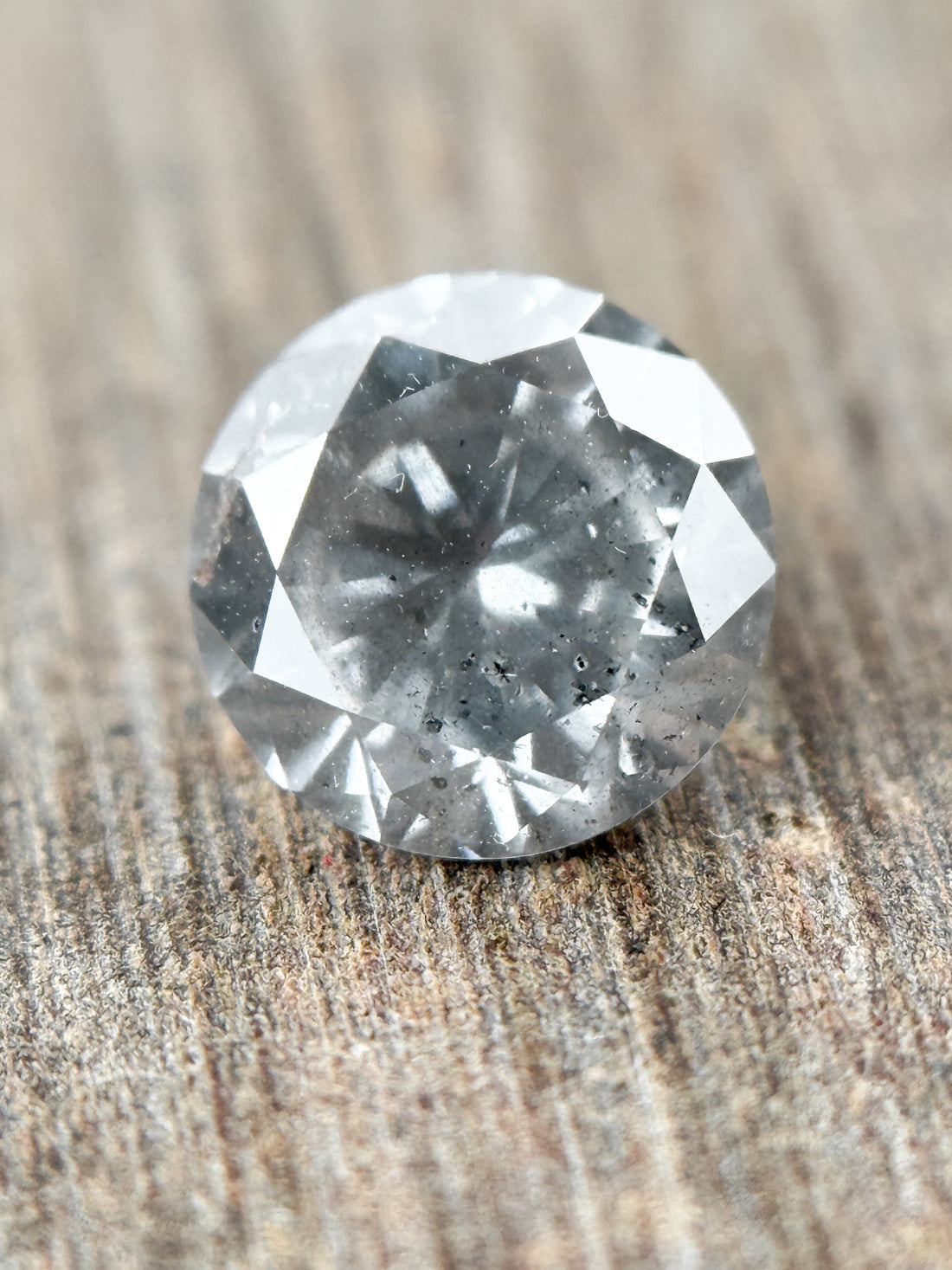 1.02 Ct Round Brilliant Cut Grey Natural Galaxy Diamond