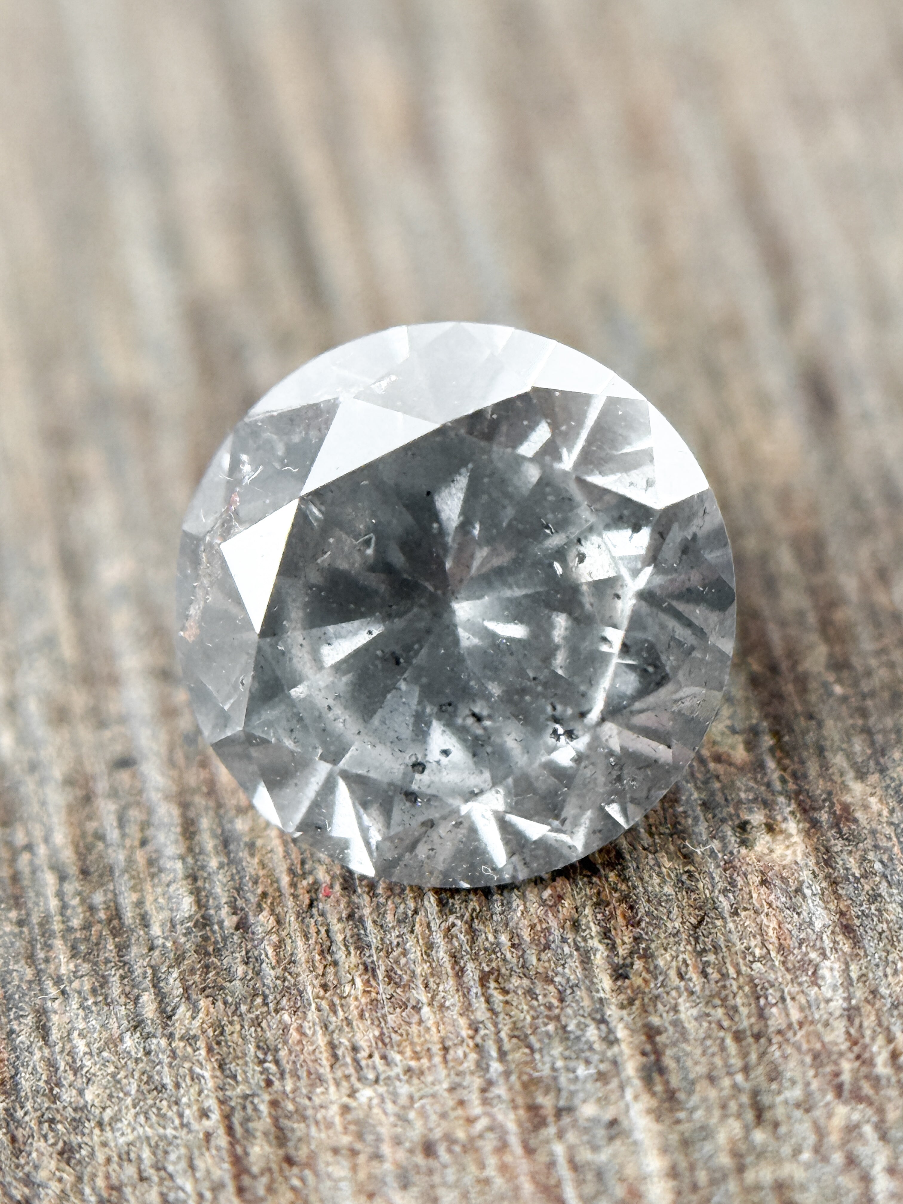 1.02 Ct Round Brilliant Cut Grey Natural Galaxy Diamond