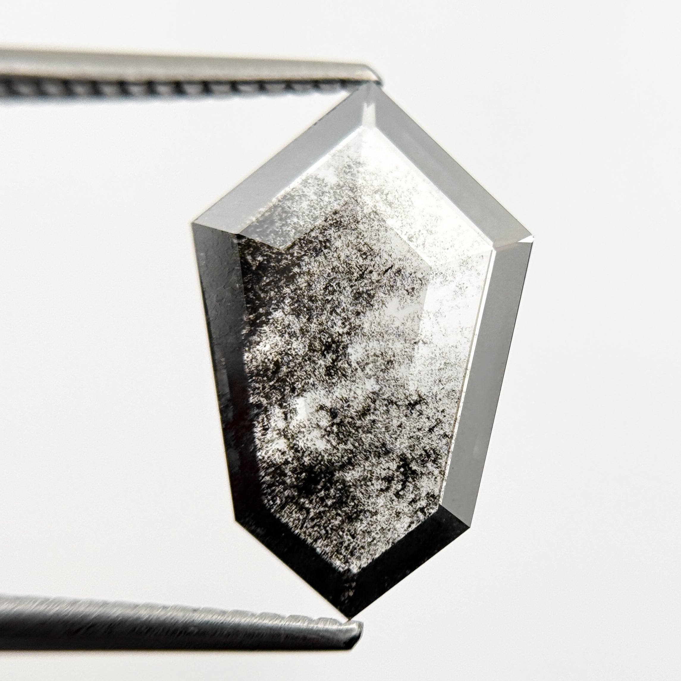 2.49 Ct Shield Rose Cut Grey Natural Galaxy Diamond