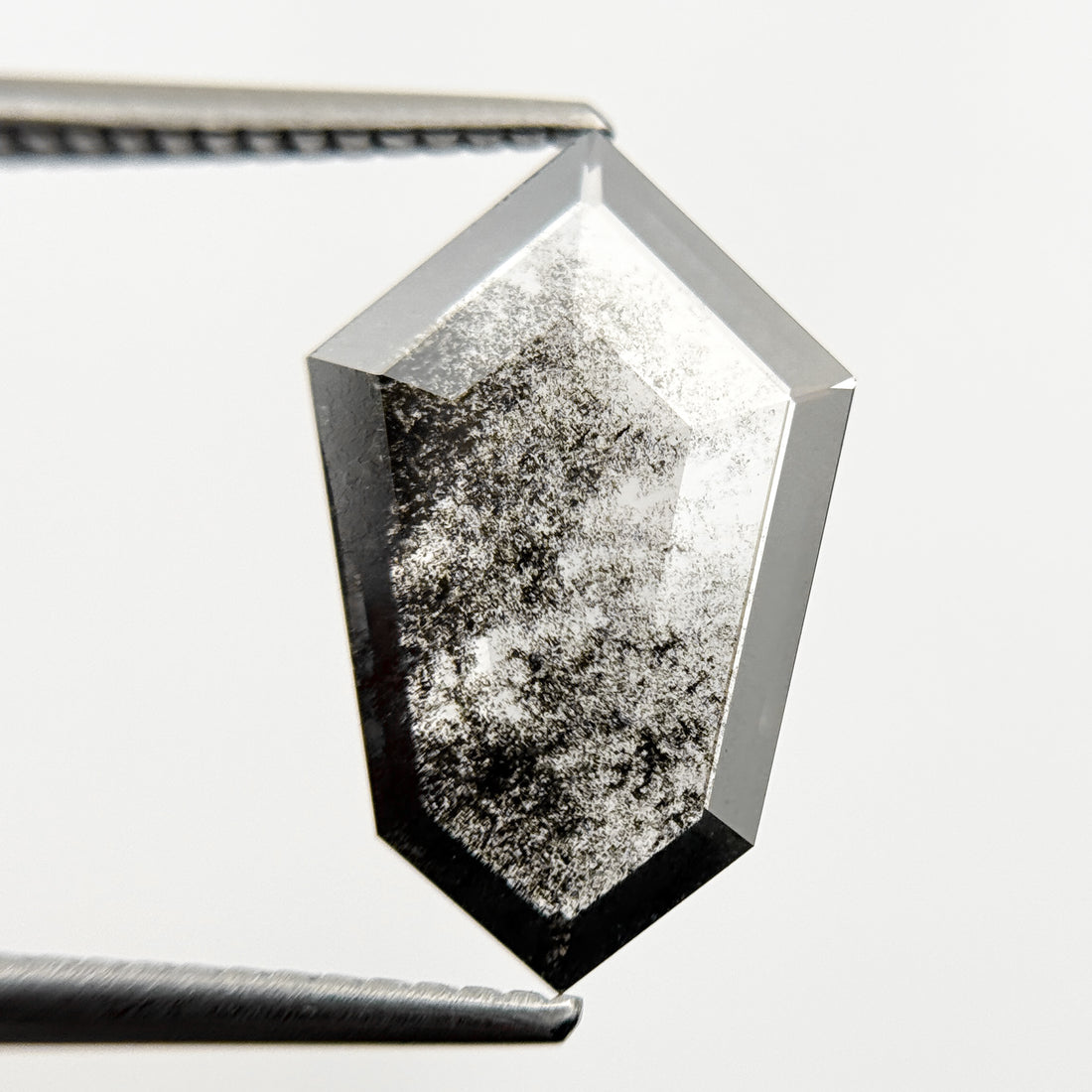2.49 Ct Shield Rose Cut Grey Natural Galaxy Diamond