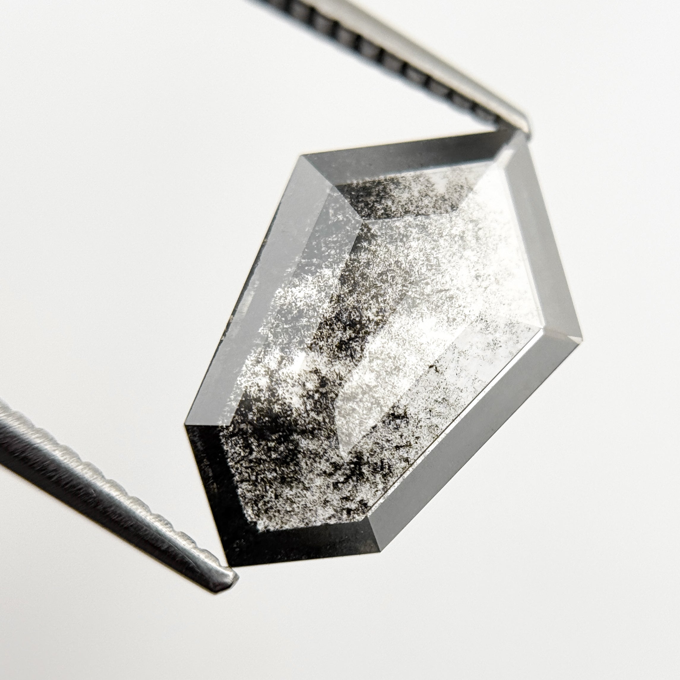 2.49 Ct Shield Rose Cut Grey Natural Galaxy Diamond
