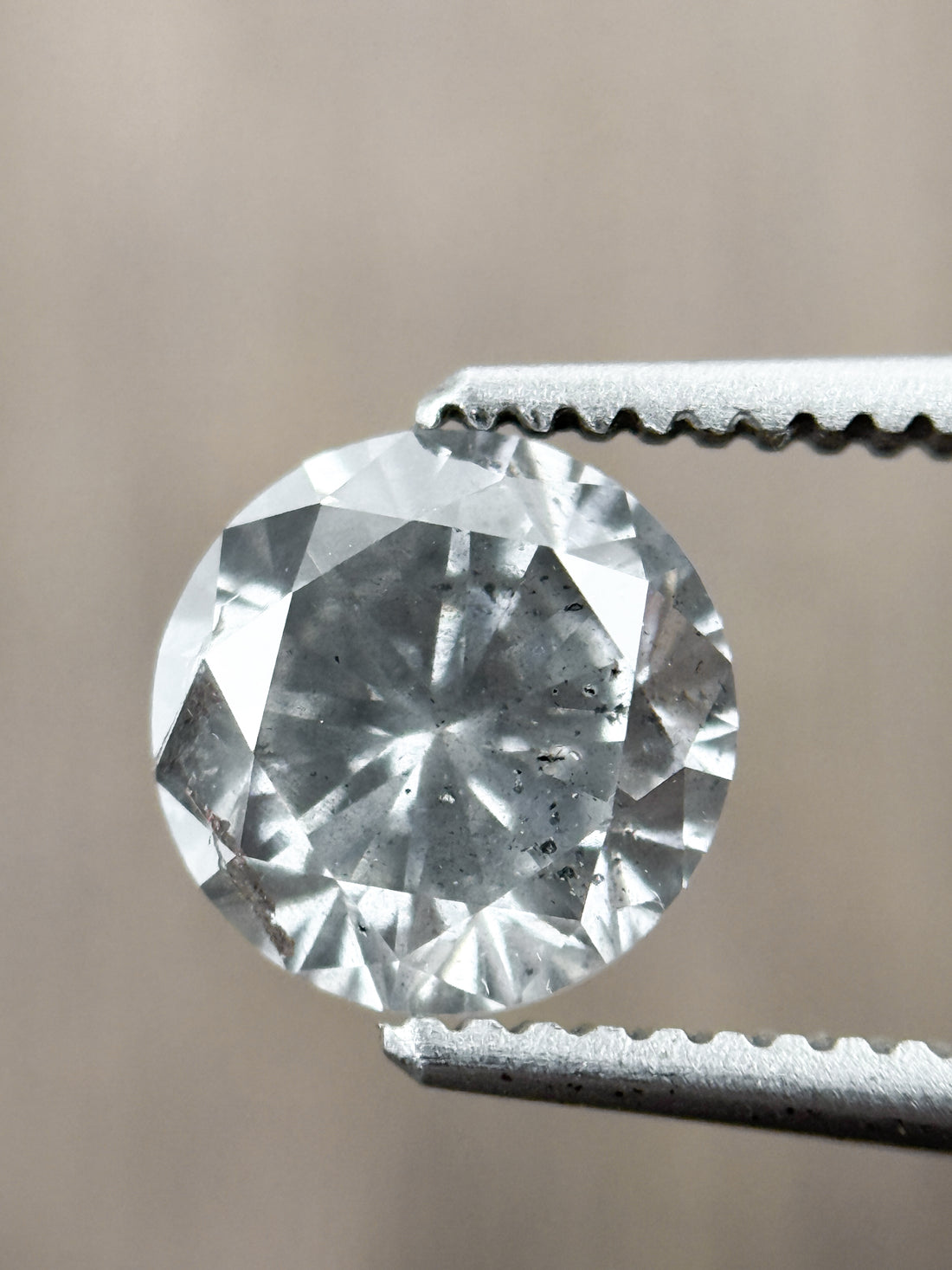 1.02 Ct Round Brilliant Cut Grey Natural Galaxy Diamond