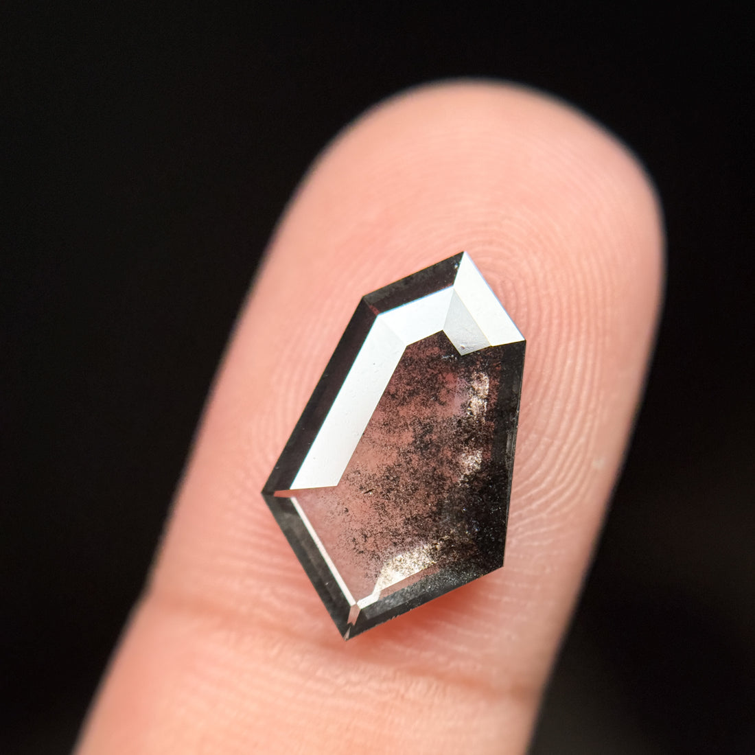 2.49 Ct Shield Rose Cut Grey Natural Galaxy Diamond
