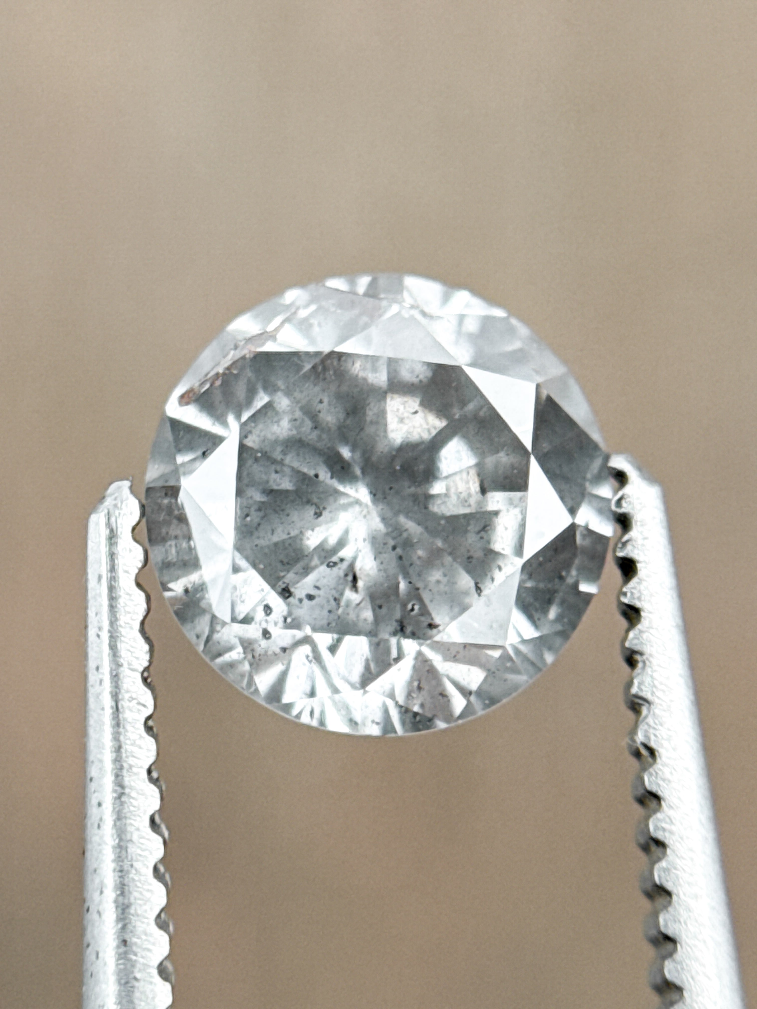 1.02 Ct Round Brilliant Cut Grey Natural Galaxy Diamond