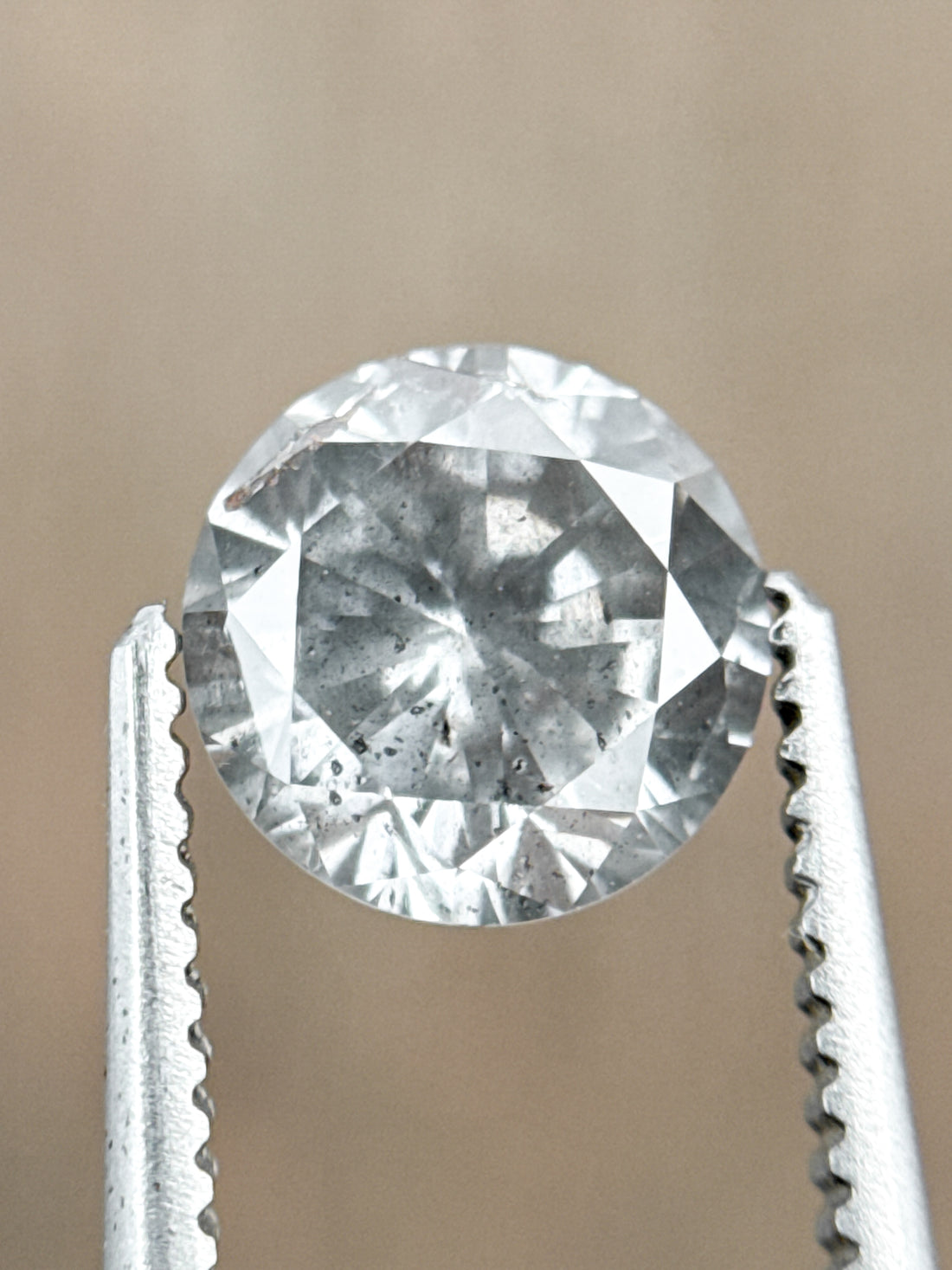 1.02 Ct Round Brilliant Cut Grey Natural Galaxy Diamond