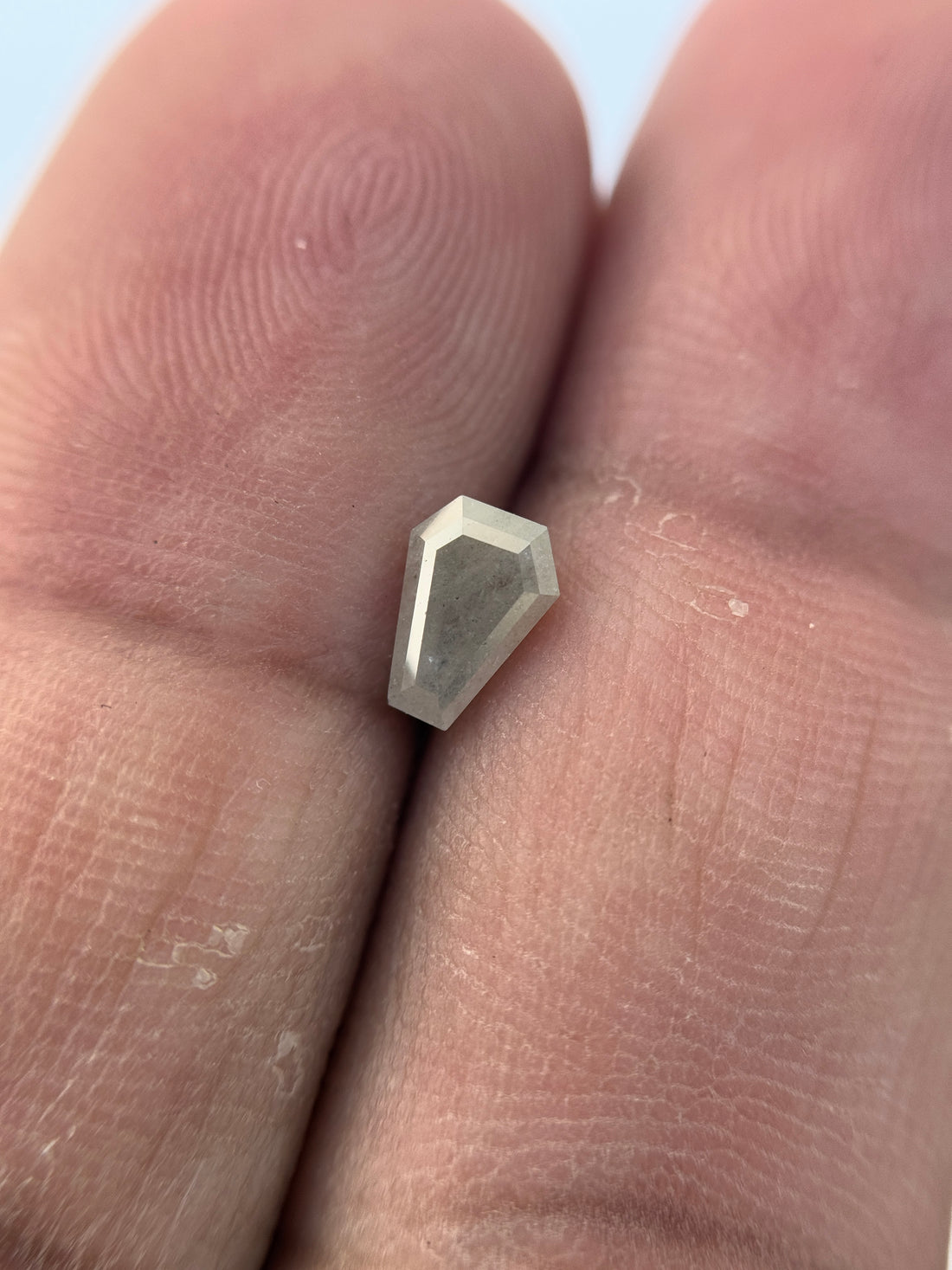 0.70 Ct Coffin Rose Cut Grey Natural Salt and Pepper Diamond