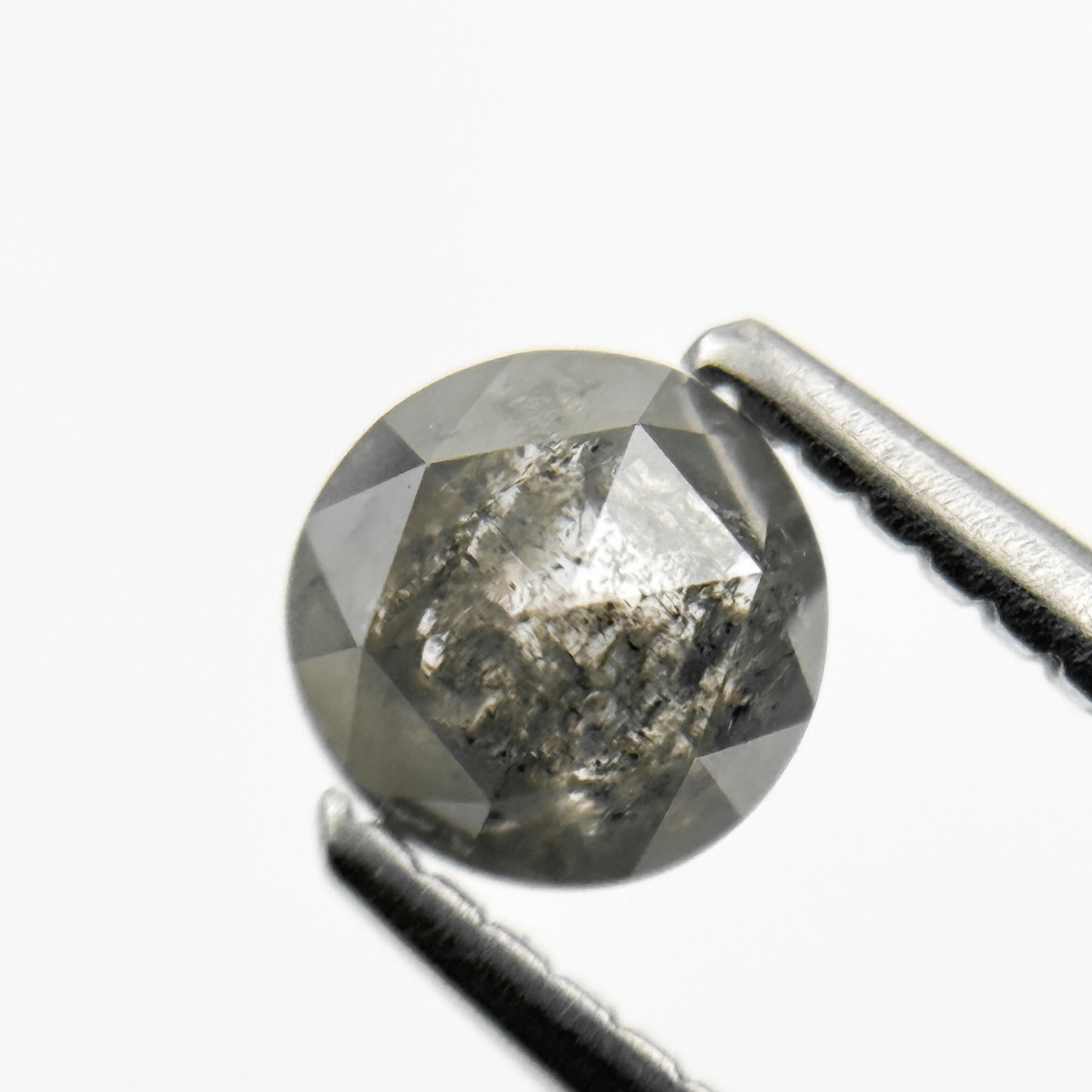 0.65 Ct Round Rose Cut Grey Natural Fancy Diamond