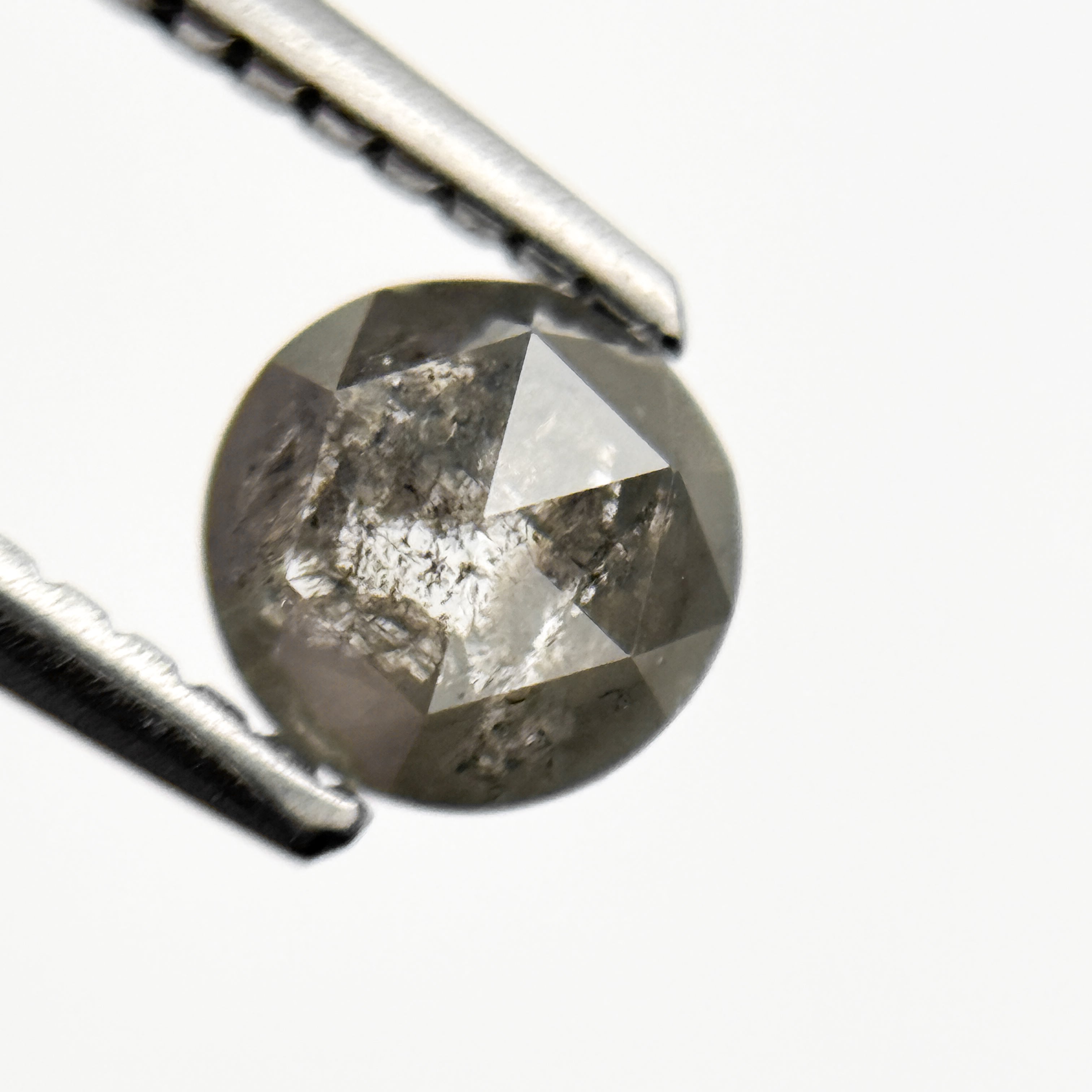 0.65 Ct Round Rose Cut Grey Natural Fancy Diamond