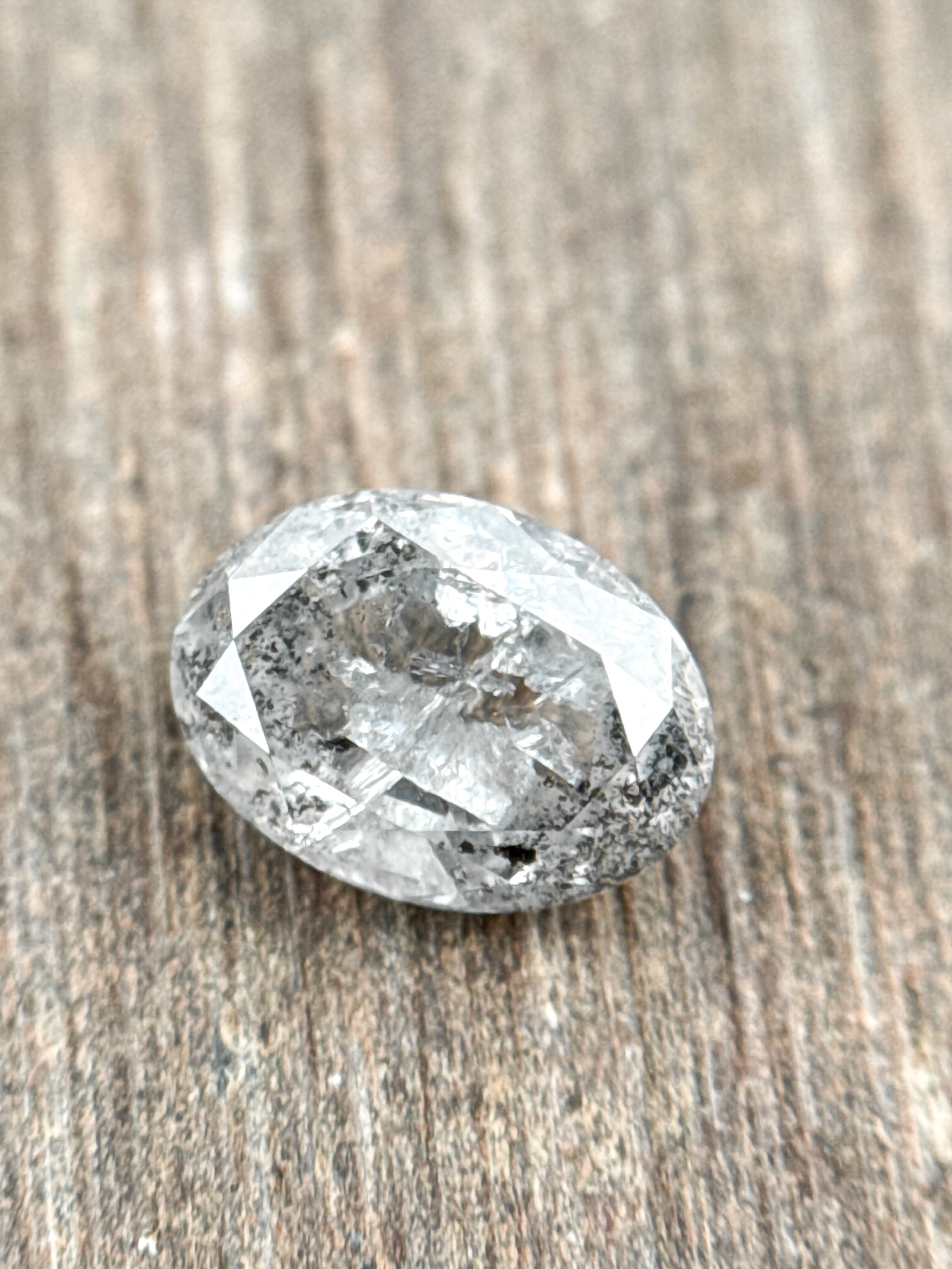 0.90 Ct Oval Rose Cut Grey Natural Galaxy Diamond