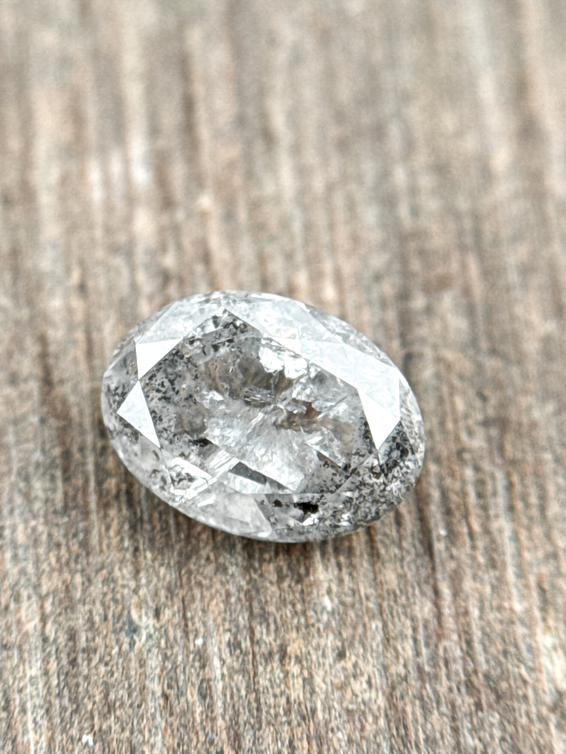 0.90 Ct Oval Rose Cut Grey Natural Galaxy Diamond