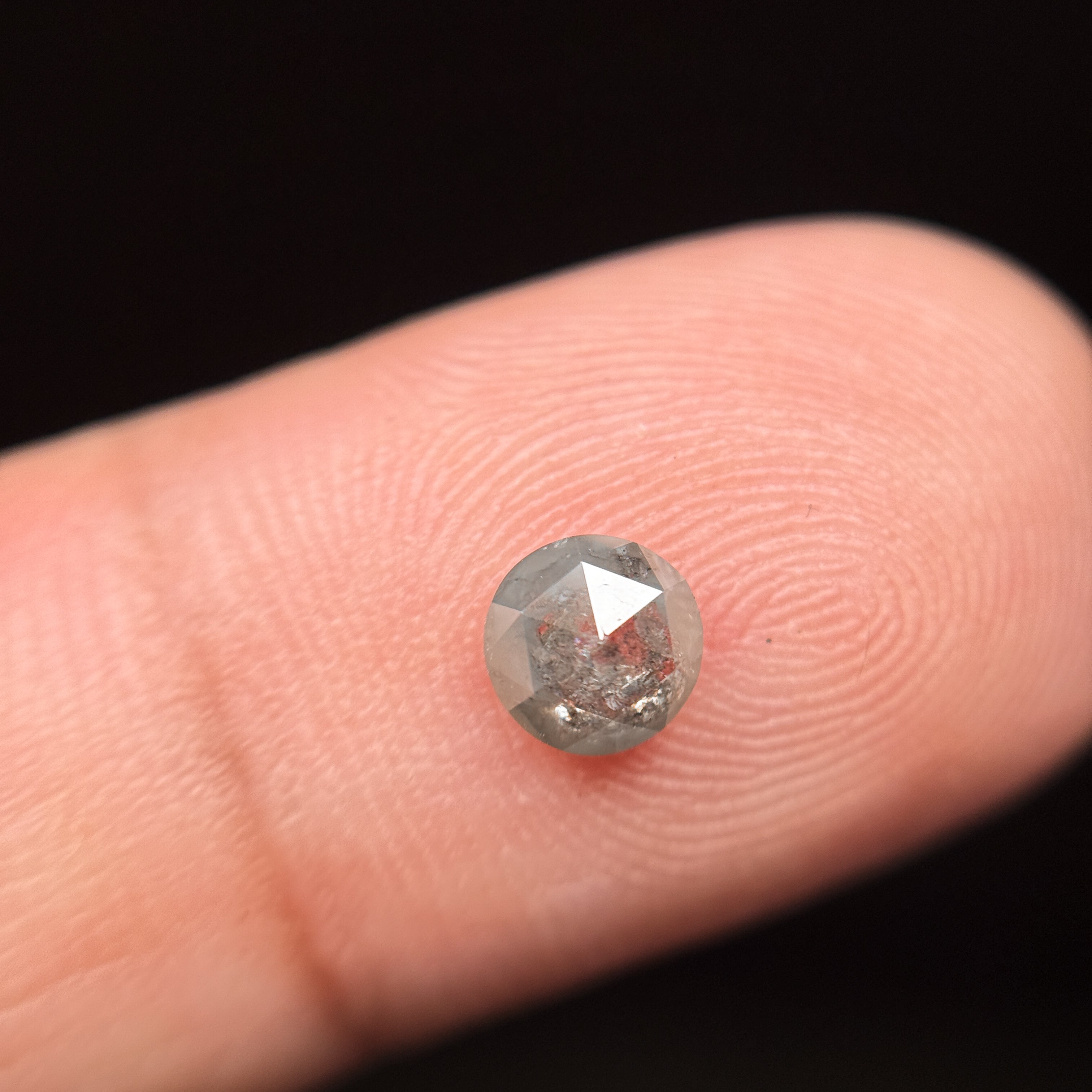 0.65 Ct Round Rose Cut Grey Natural Fancy Diamond