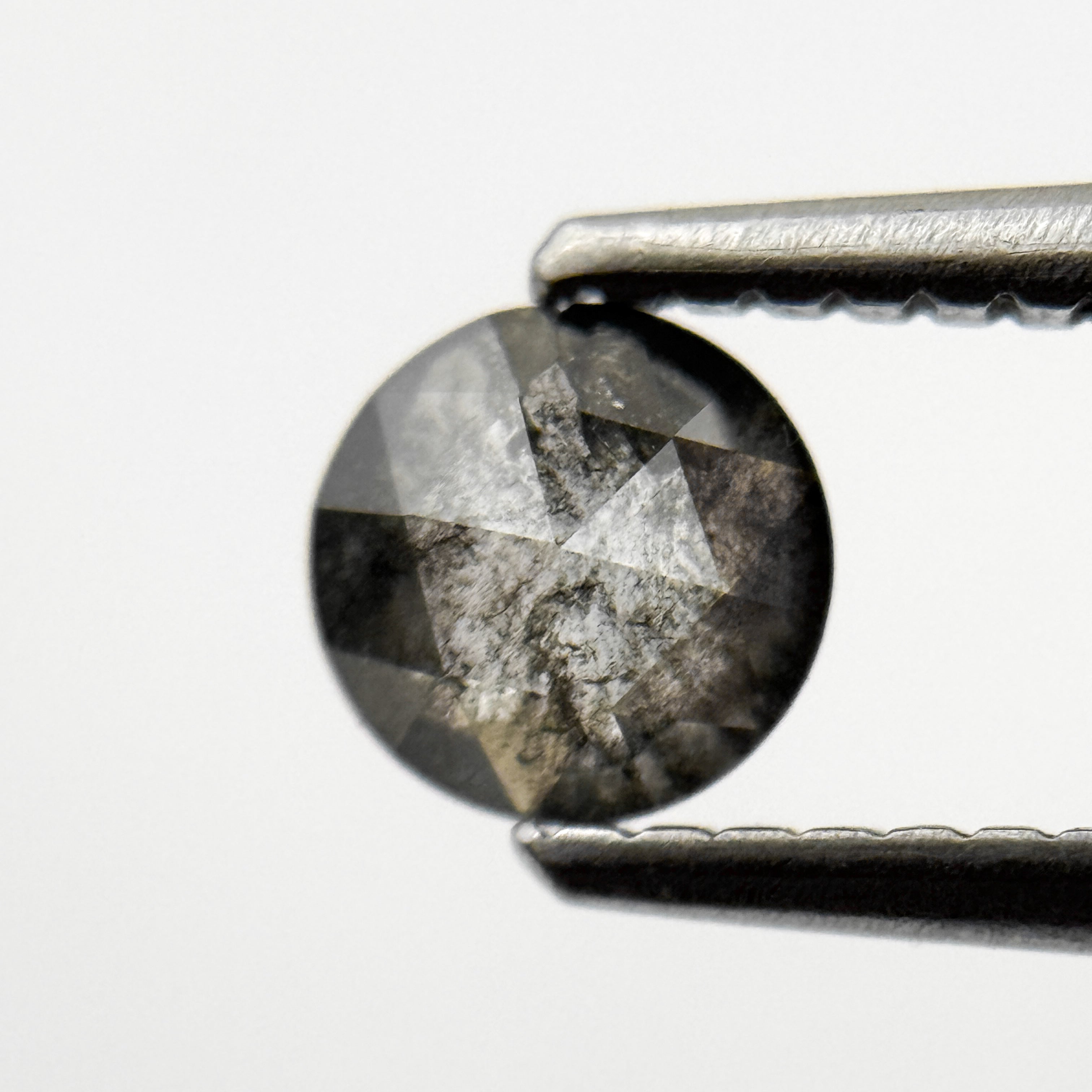 0.53 Ct Round Rose Cut Grey Natural Galaxy Salt and Pepper Diamond