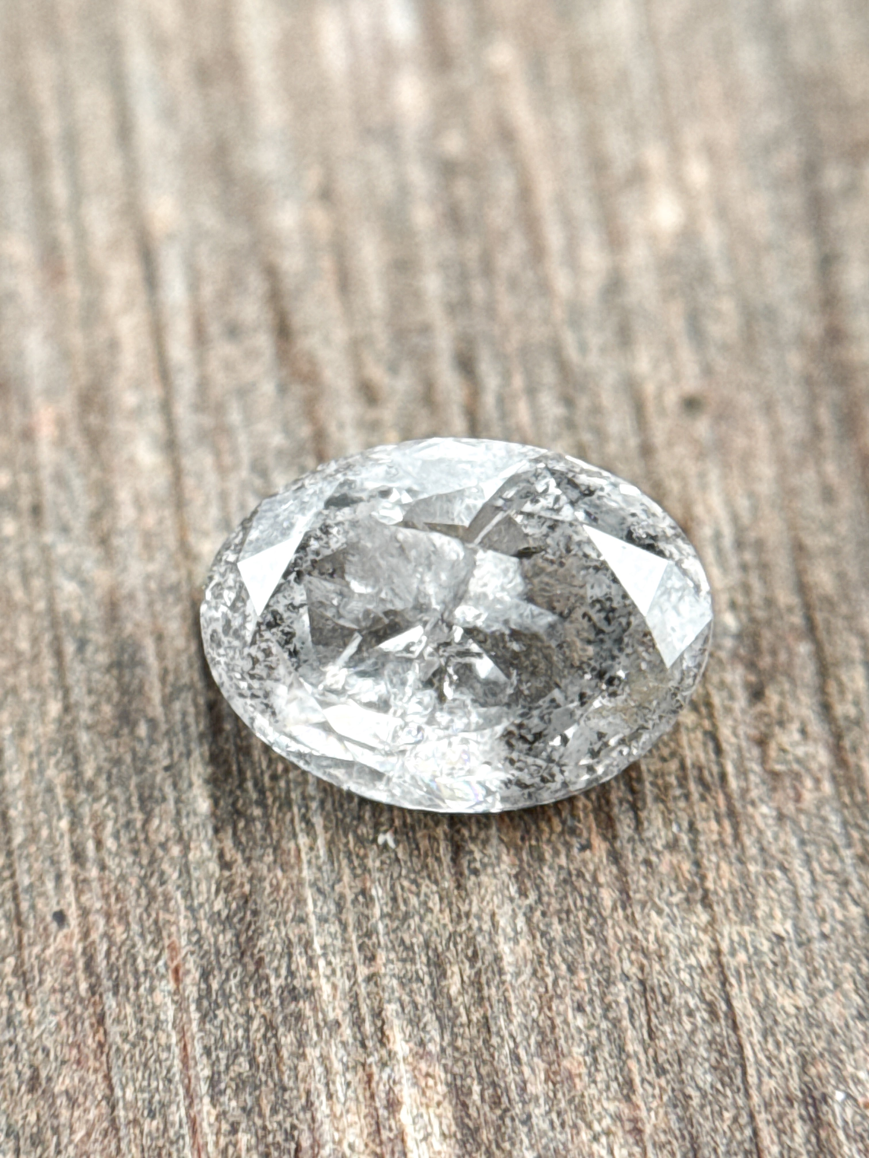 0.90 Ct Oval Rose Cut Grey Natural Galaxy Diamond