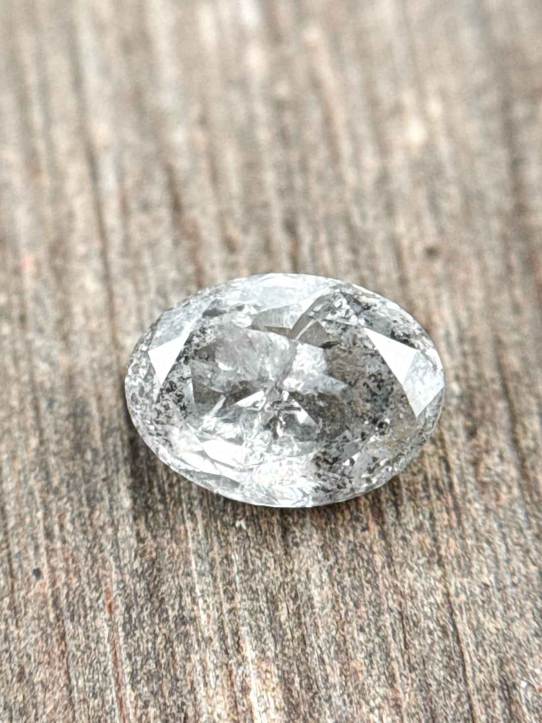 0.90 Ct Oval Rose Cut Grey Natural Galaxy Diamond