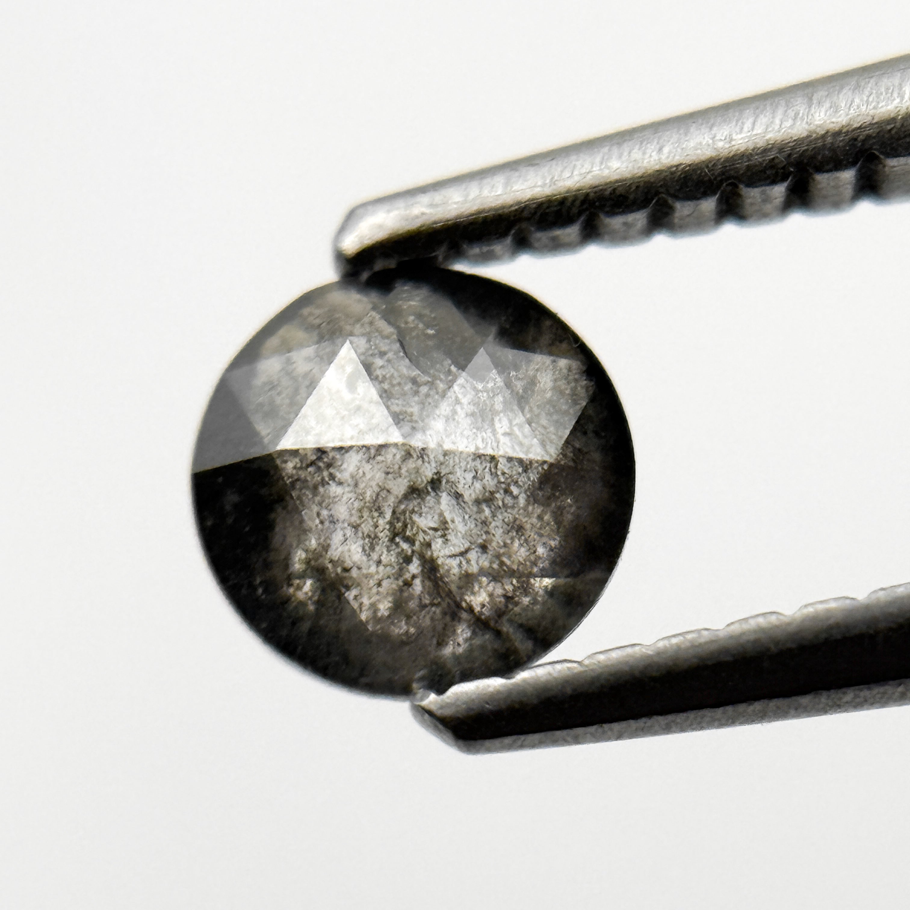 0.53 Ct Round Rose Cut Grey Natural Galaxy Salt and Pepper Diamond