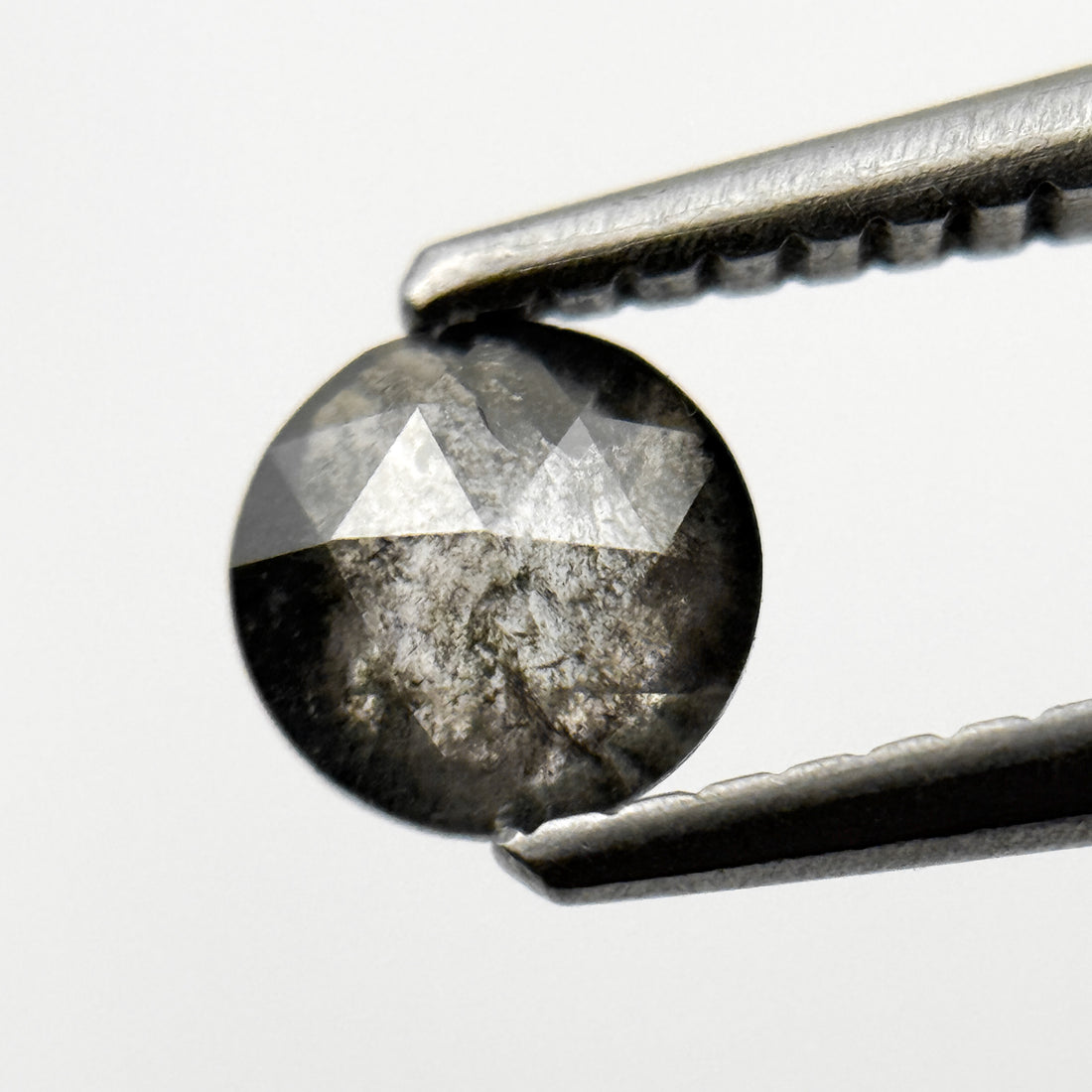 0.53 Ct Round Rose Cut Grey Natural Galaxy Salt and Pepper Diamond