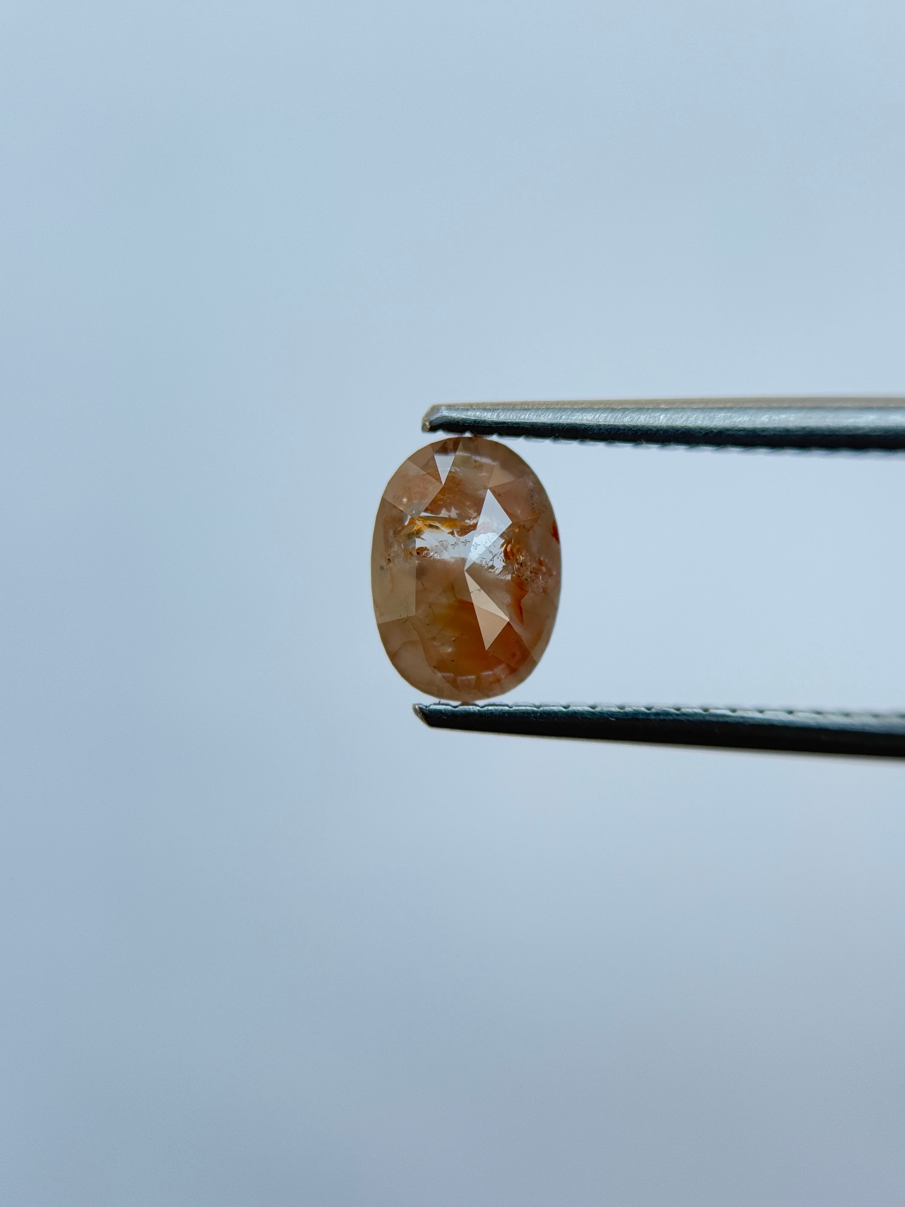 0.96 Ct Oval Rose Cut Red Natural Salt and Pepper Diamond
