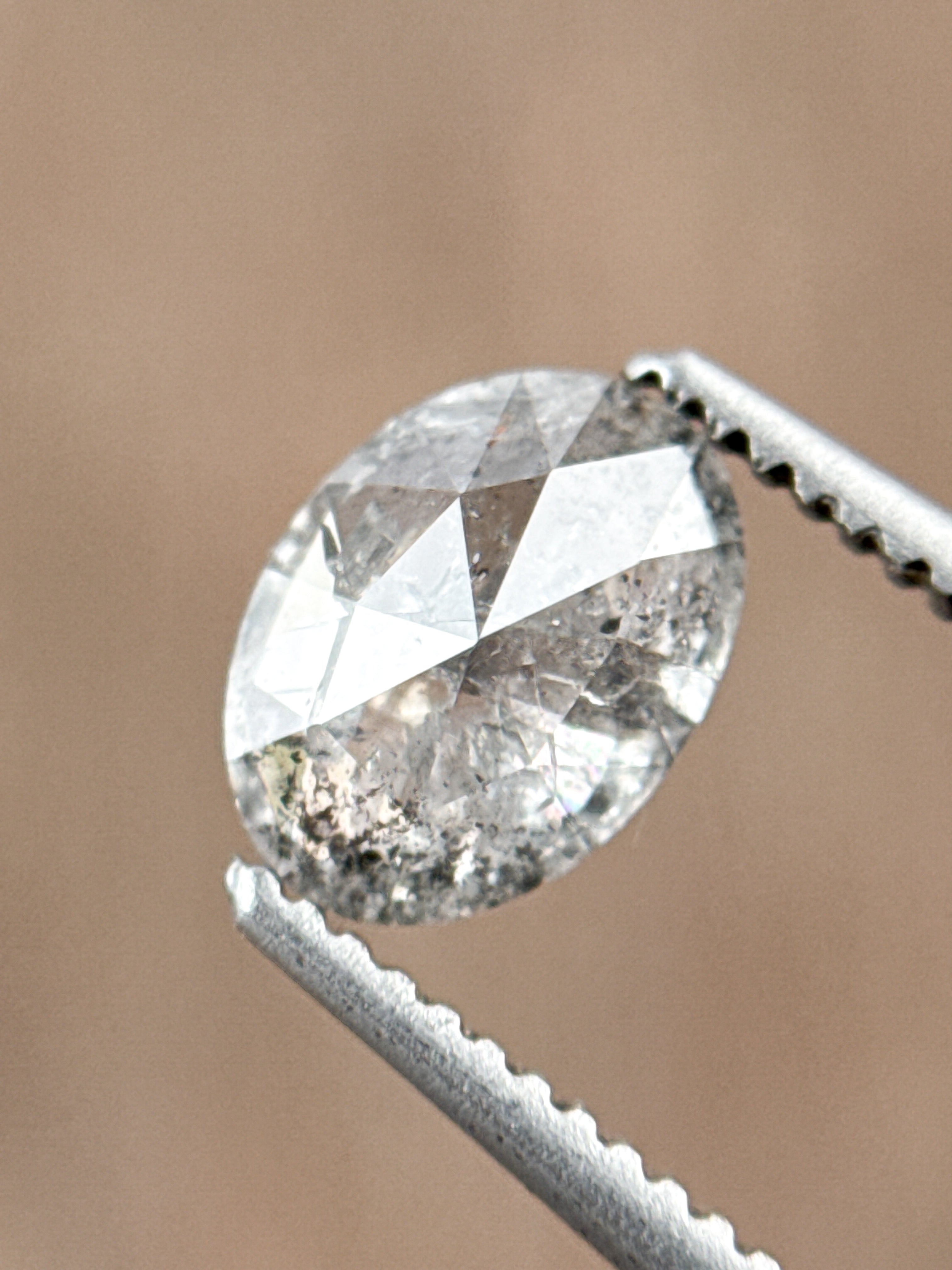 0.90 Ct Oval Rose Cut Grey Natural Galaxy Diamond