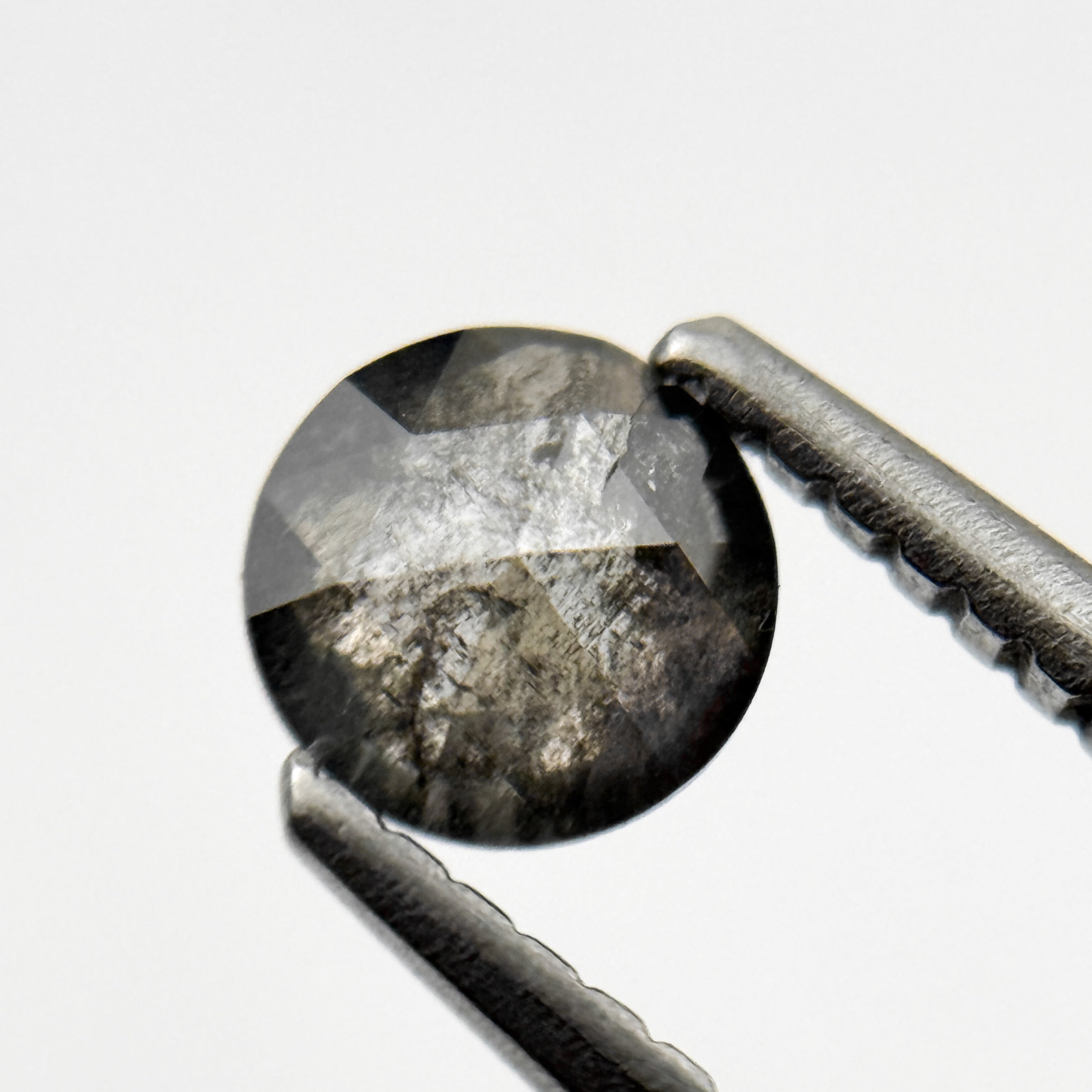 0.53 Ct Round Rose Cut Grey Natural Galaxy Salt and Pepper Diamond