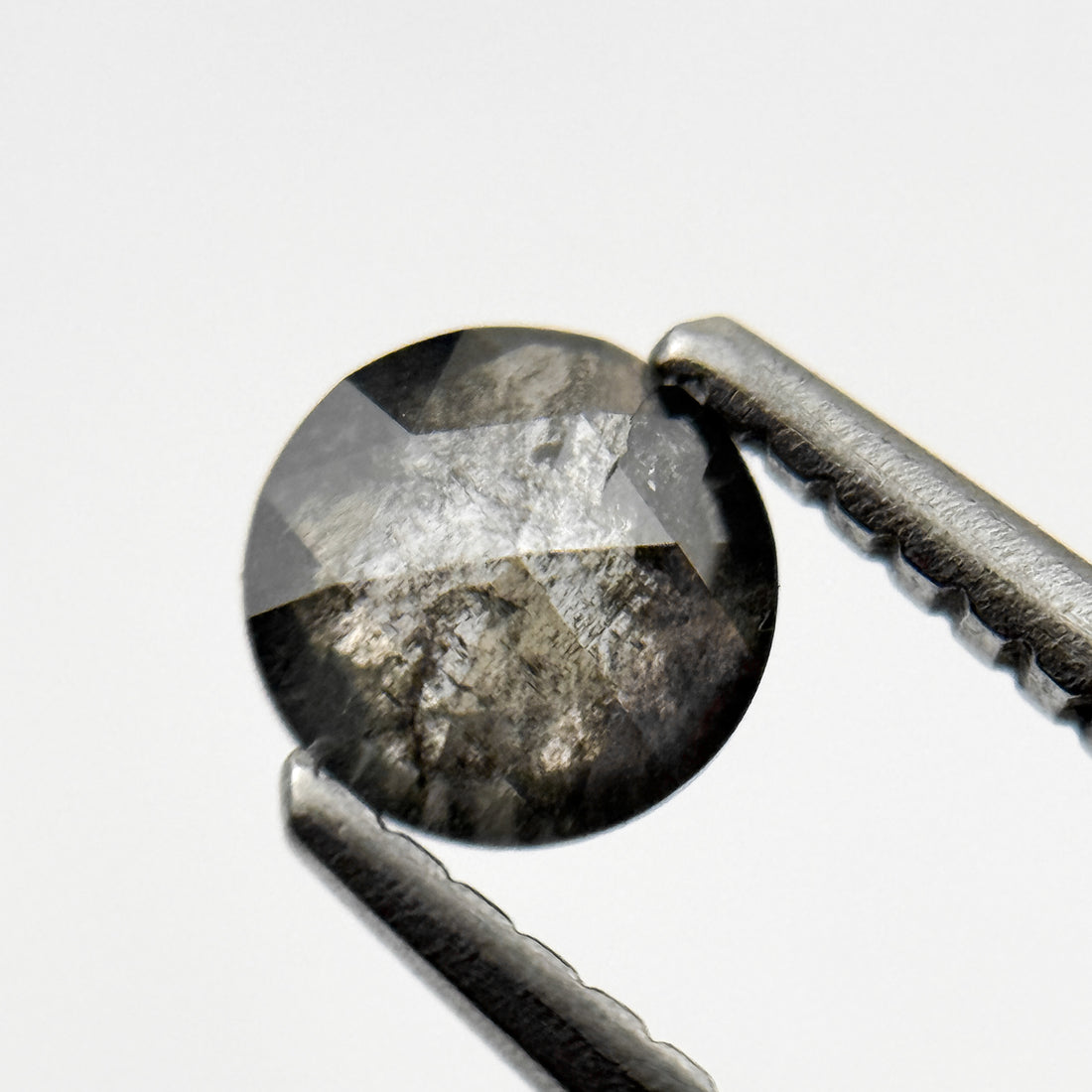 0.53 Ct Round Rose Cut Grey Natural Galaxy Salt and Pepper Diamond