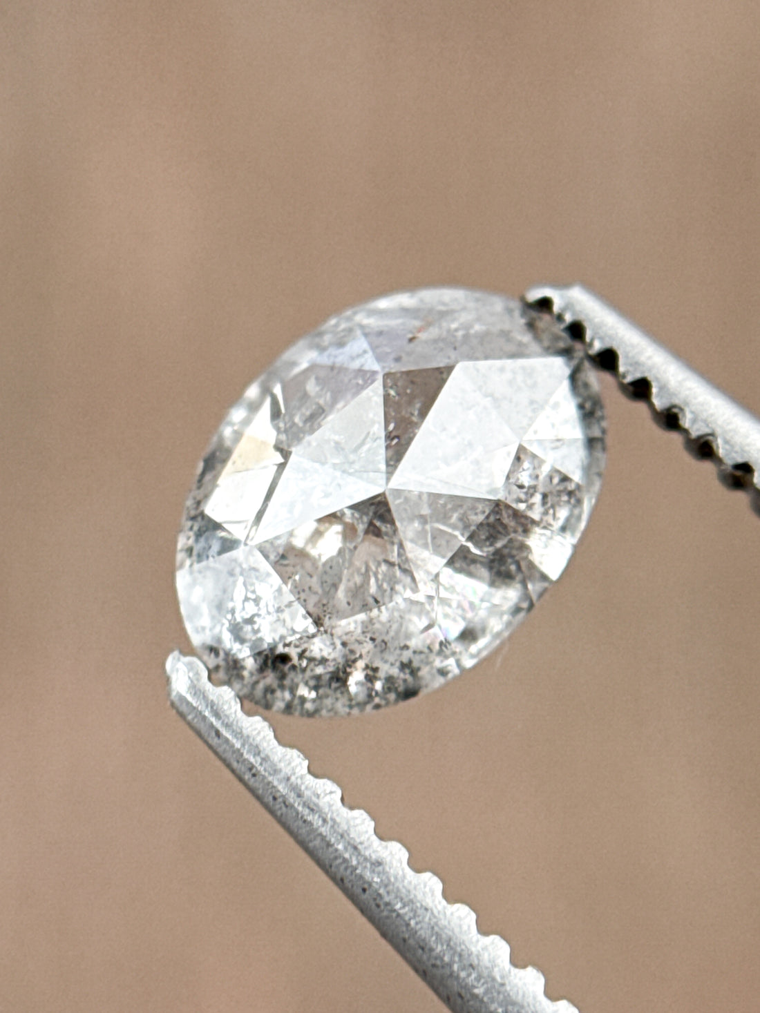 0.90 Ct Oval Rose Cut Grey Natural Galaxy Diamond