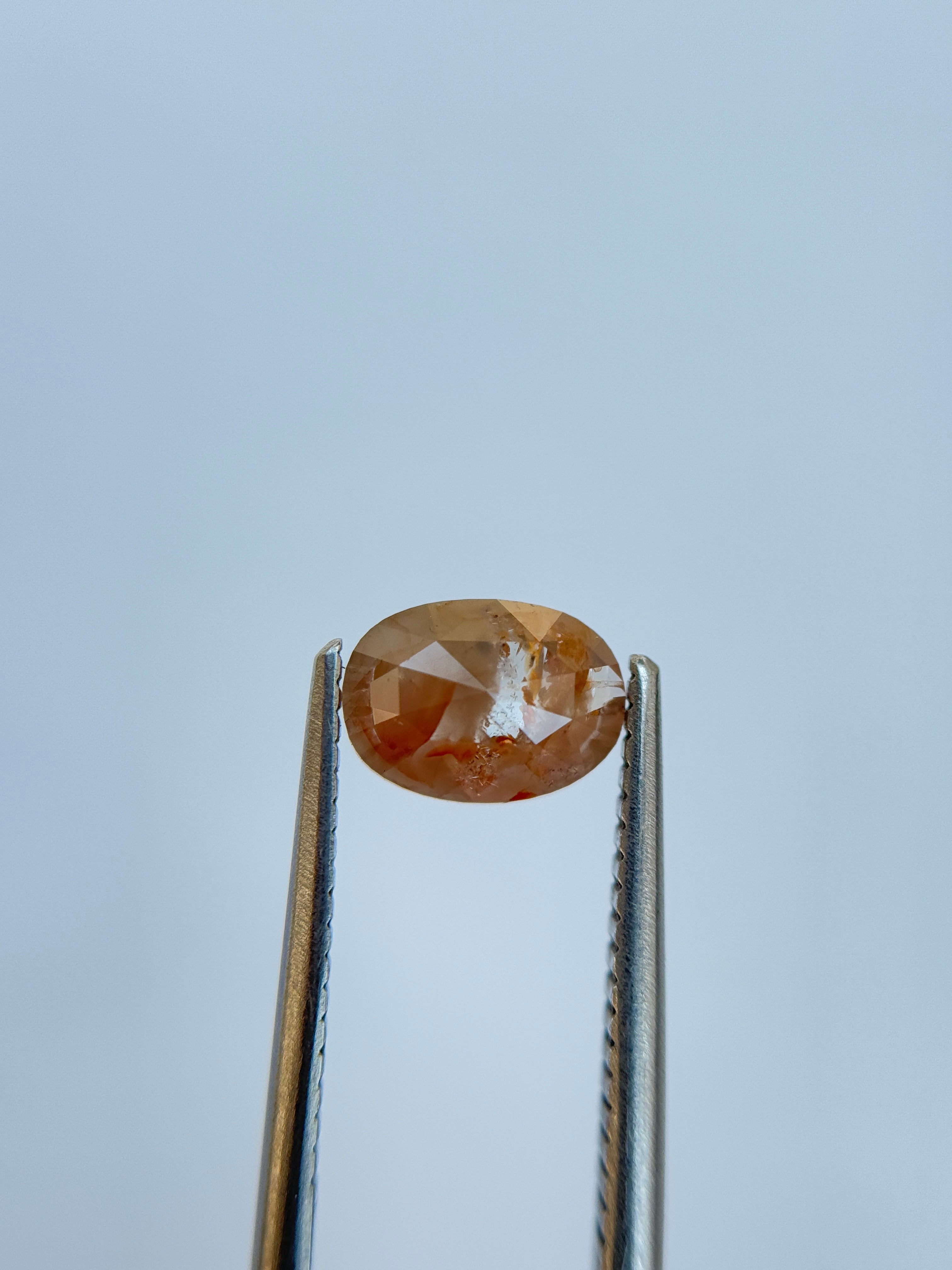 0.96 Ct Oval Rose Cut Red Natural Salt and Pepper Diamond
