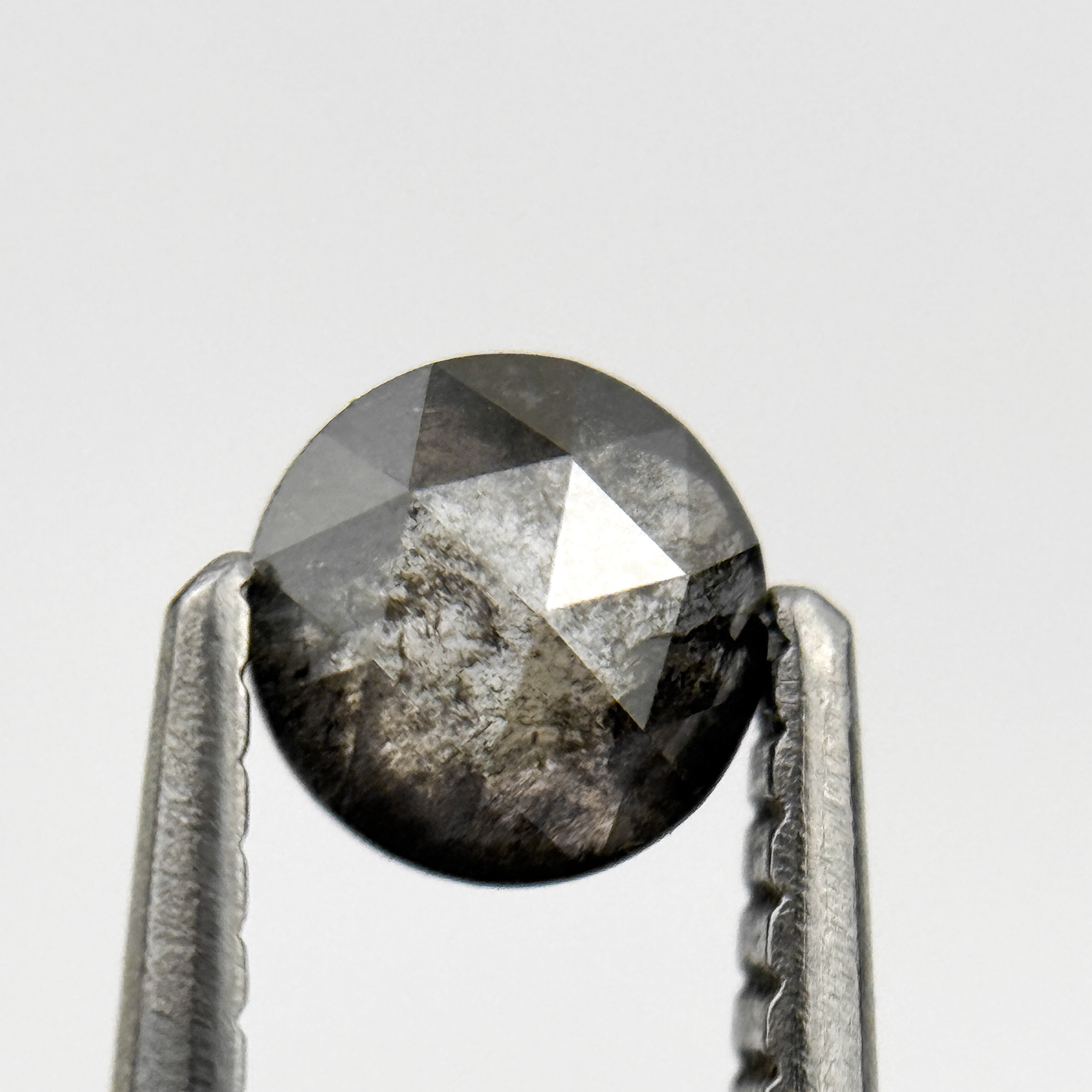 0.53 Ct Round Rose Cut Grey Natural Galaxy Salt and Pepper Diamond