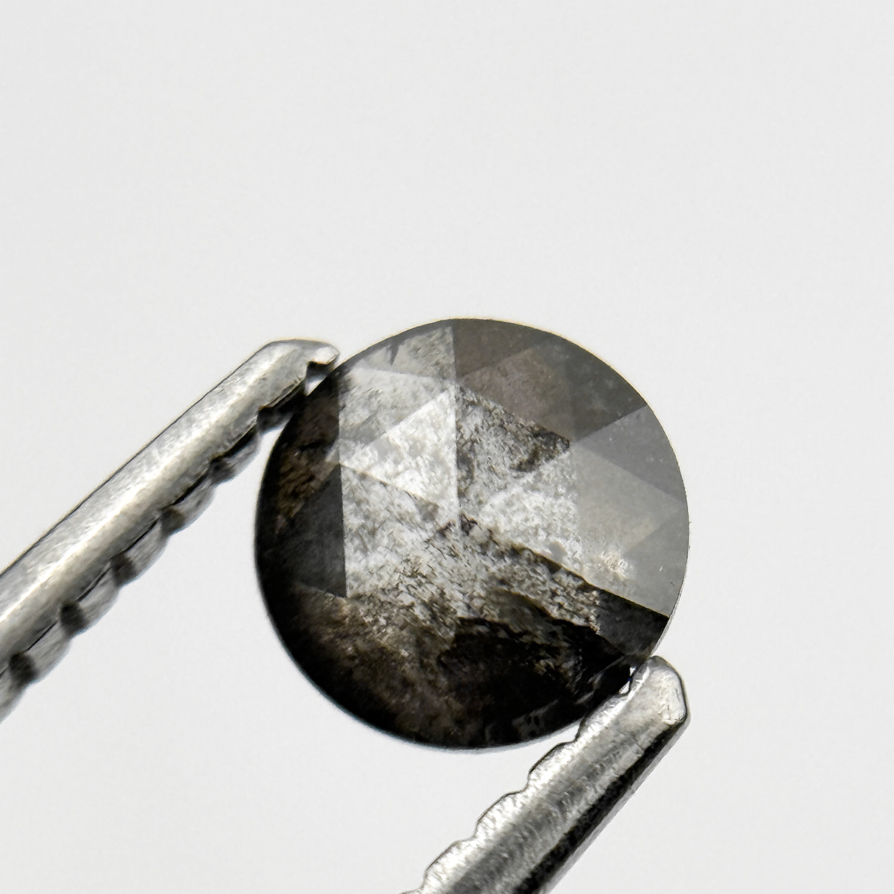 0.53 Ct Round Rose Cut Grey Natural Galaxy Salt and Pepper Diamond