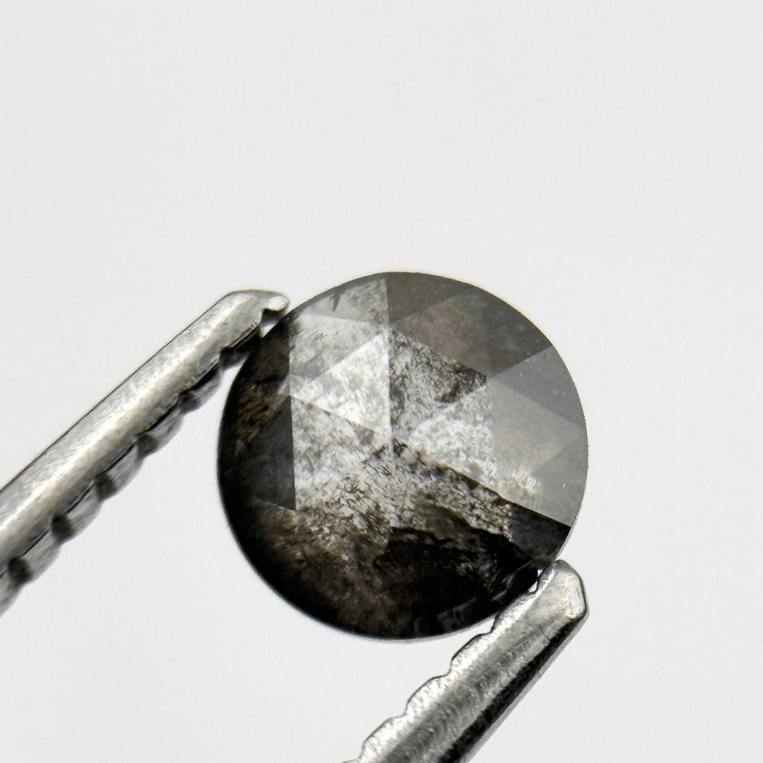 0.53 Ct Round Rose Cut Grey Natural Galaxy Salt and Pepper Diamond