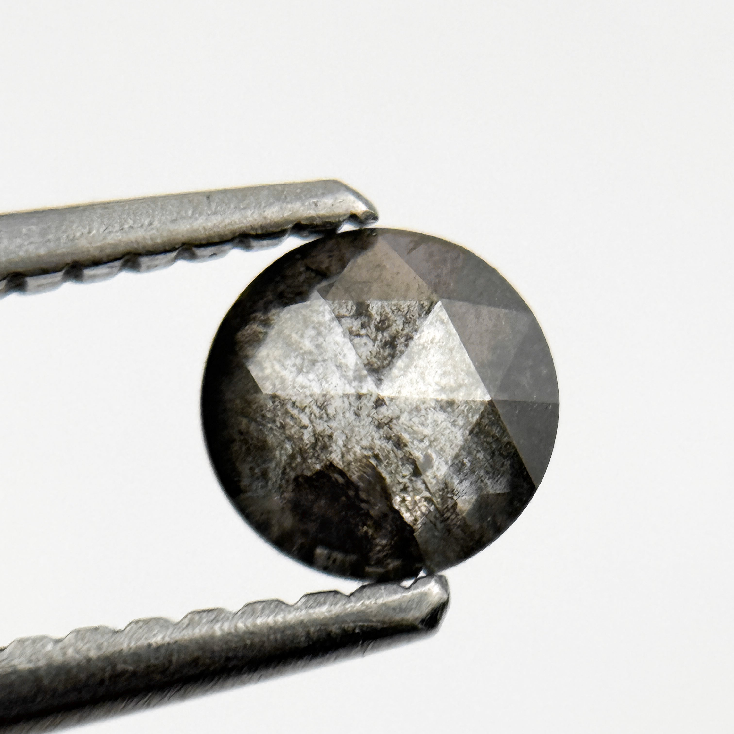 0.53 Ct Round Rose Cut Grey Natural Galaxy Salt and Pepper Diamond