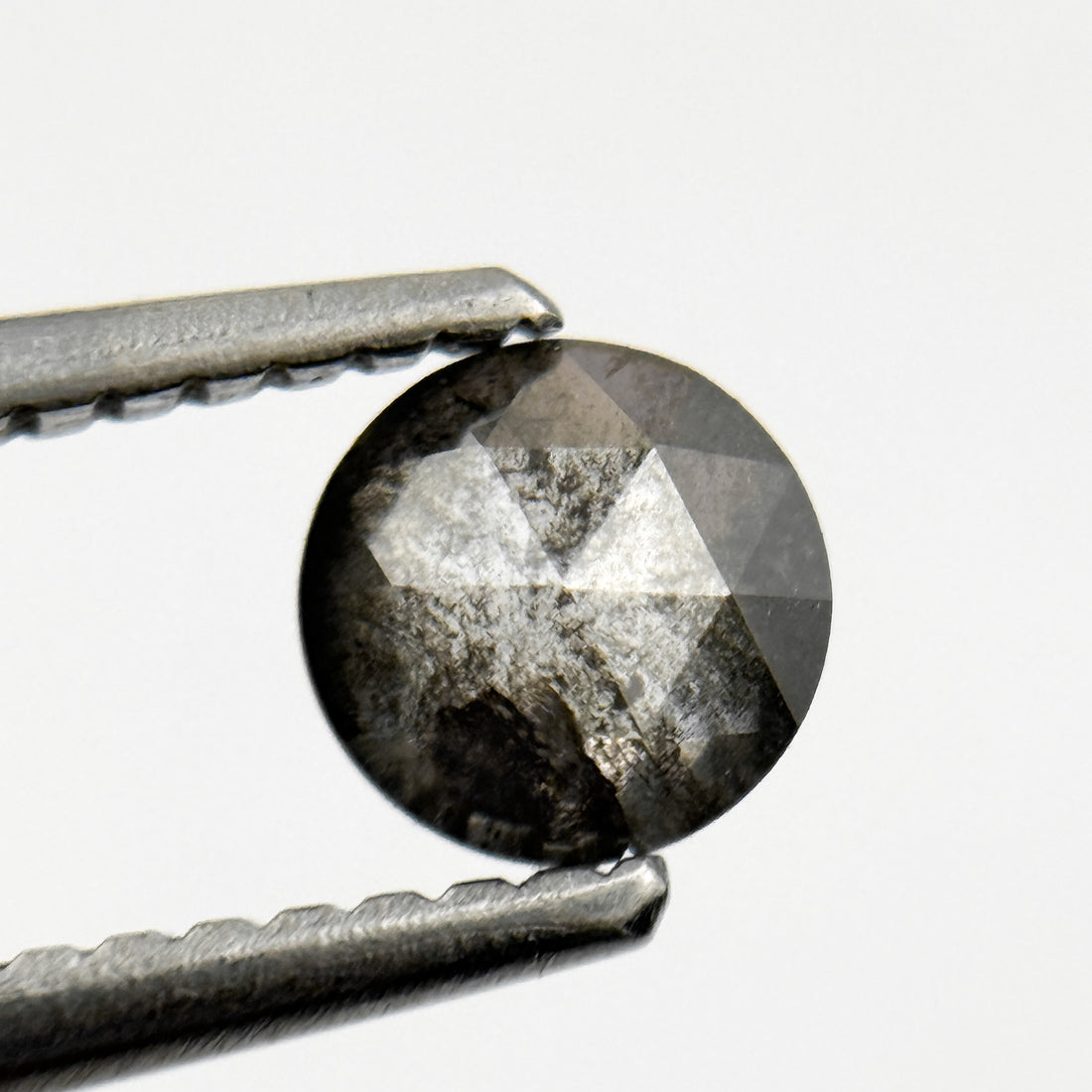 0.53 Ct Round Rose Cut Grey Natural Galaxy Salt and Pepper Diamond